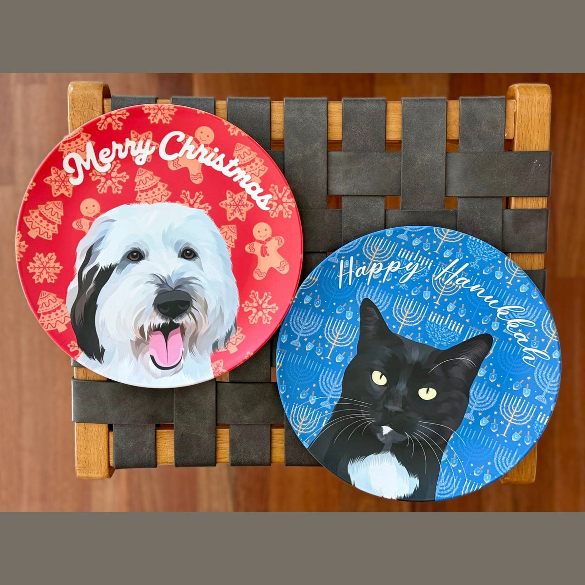 Custom Holiday Pet Portrait Plates and Platters | Christmas and Hanukkah - NEW!