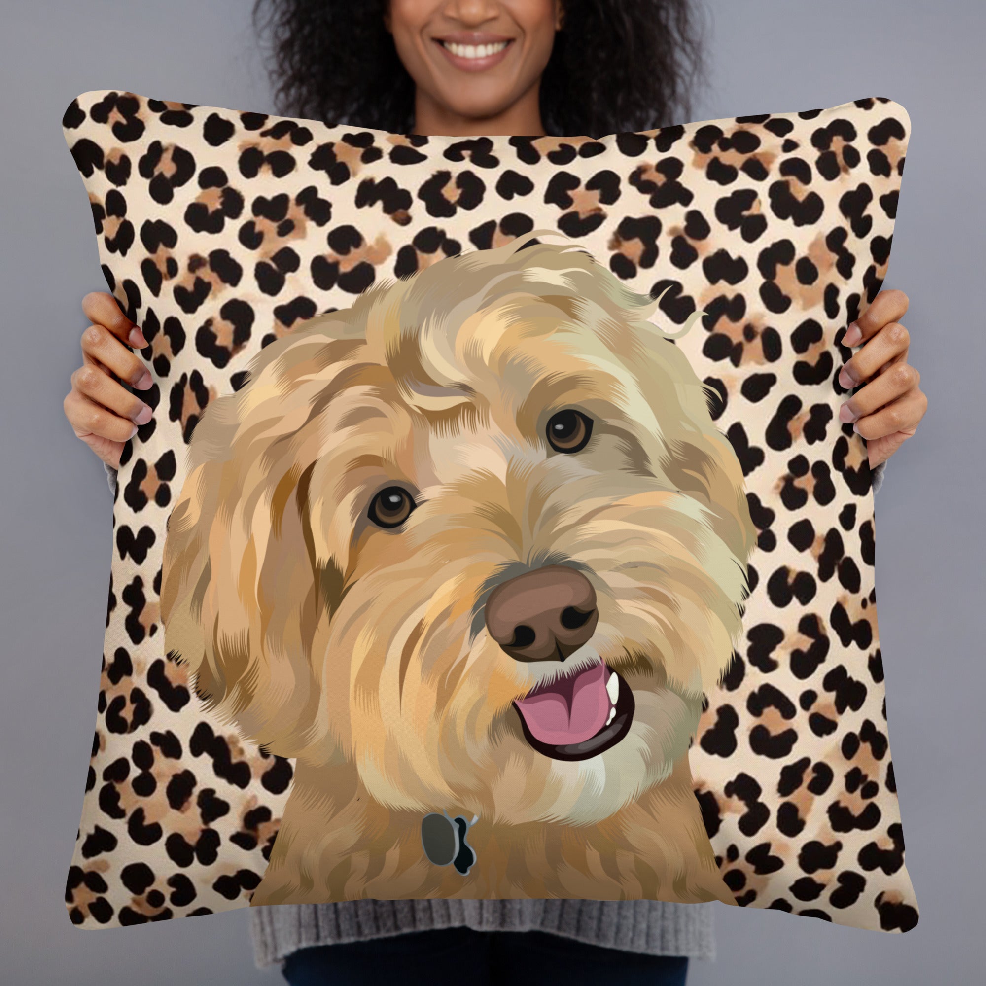 Custom Pet Portrait Pillow - Leopard Print - NEW!