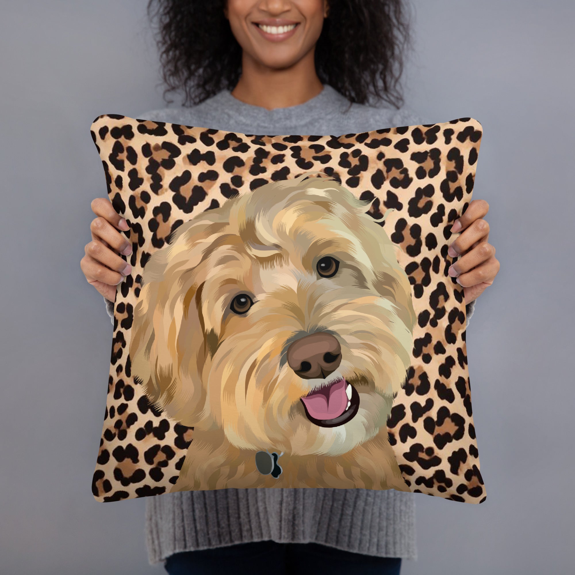 Custom Pet Portrait Pillow - Leopard Print - NEW!