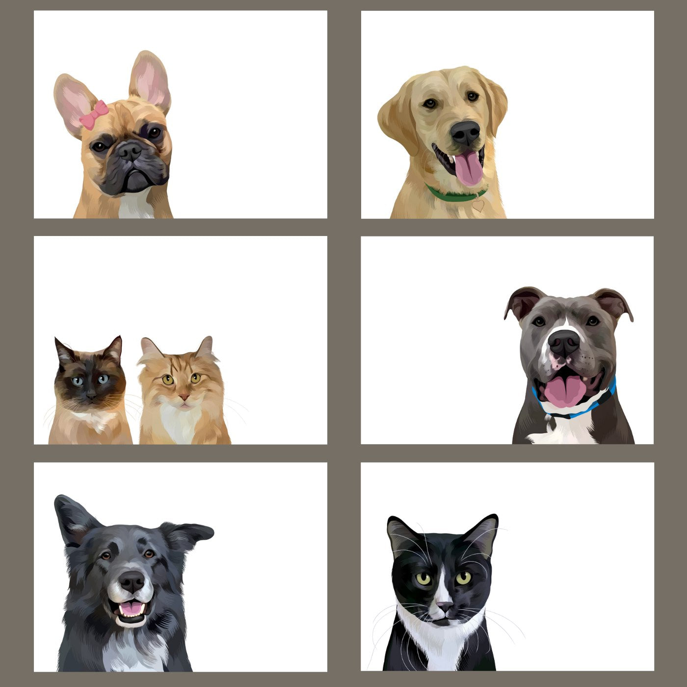 Custom Pet Portrait Mini Note Cards