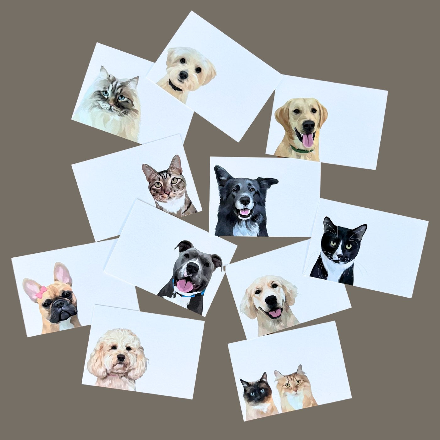 Custom Pet Portrait Mini Note Cards