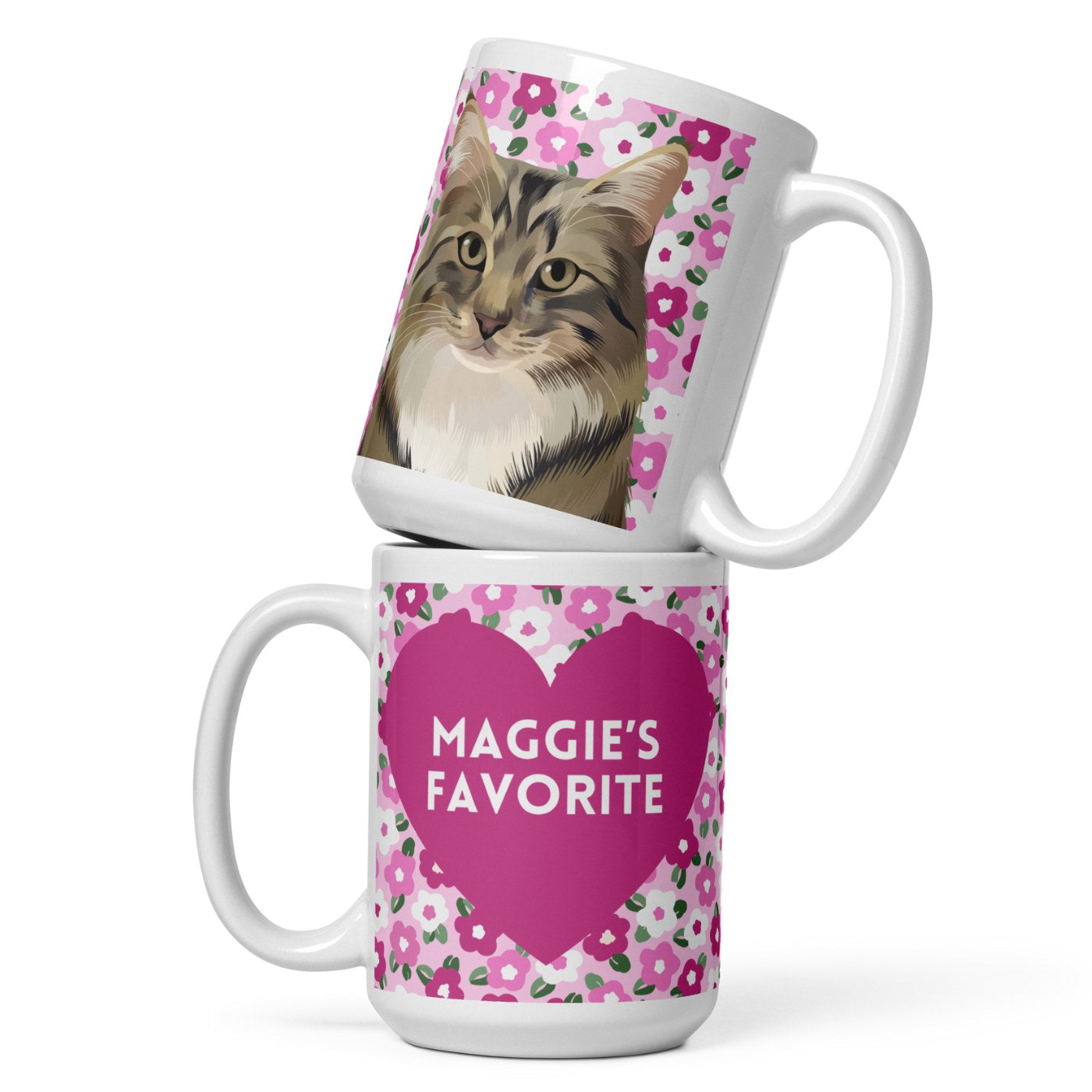 Custom Pet Portrait Mug - Flowers