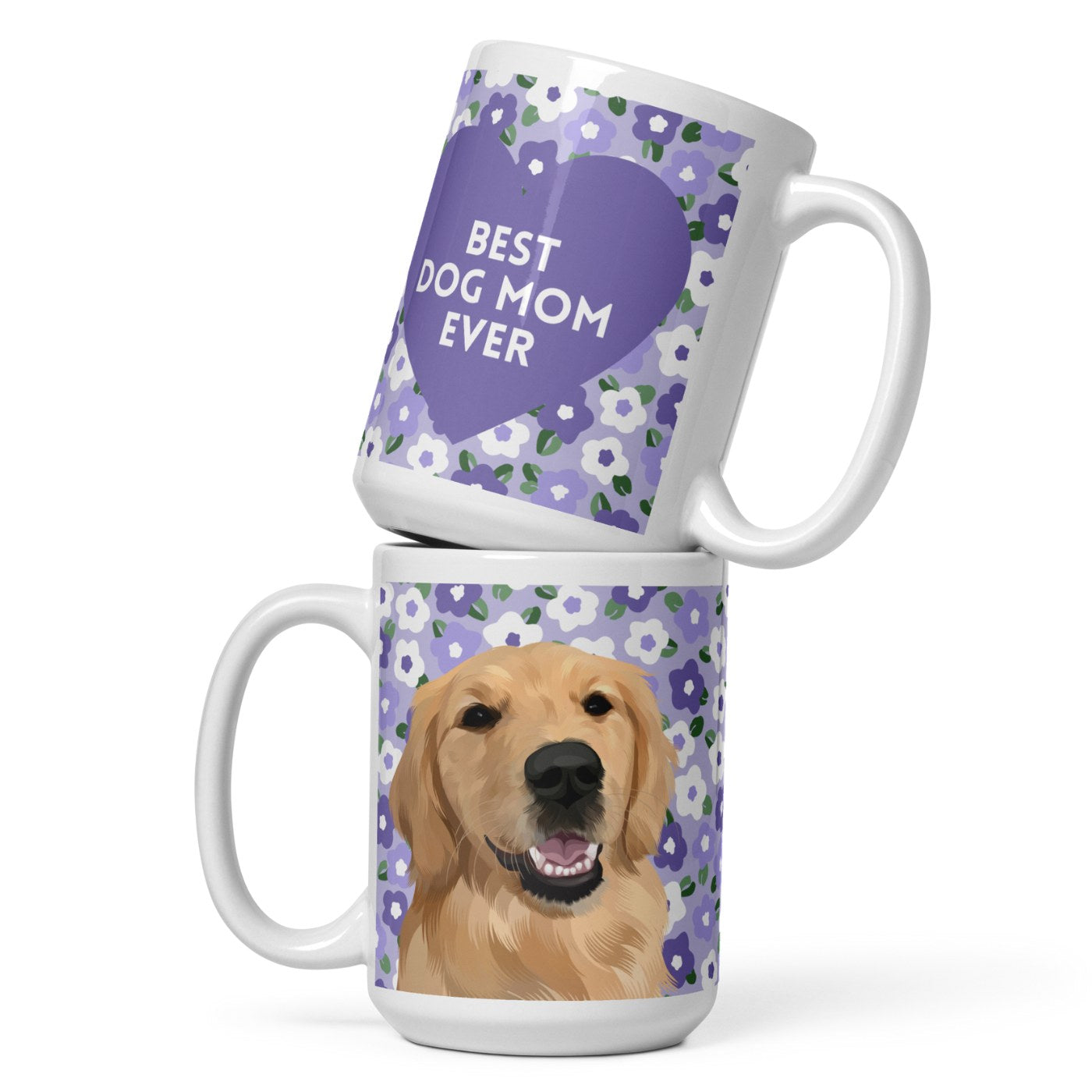 Custom Pet Portrait Mug - Flowers