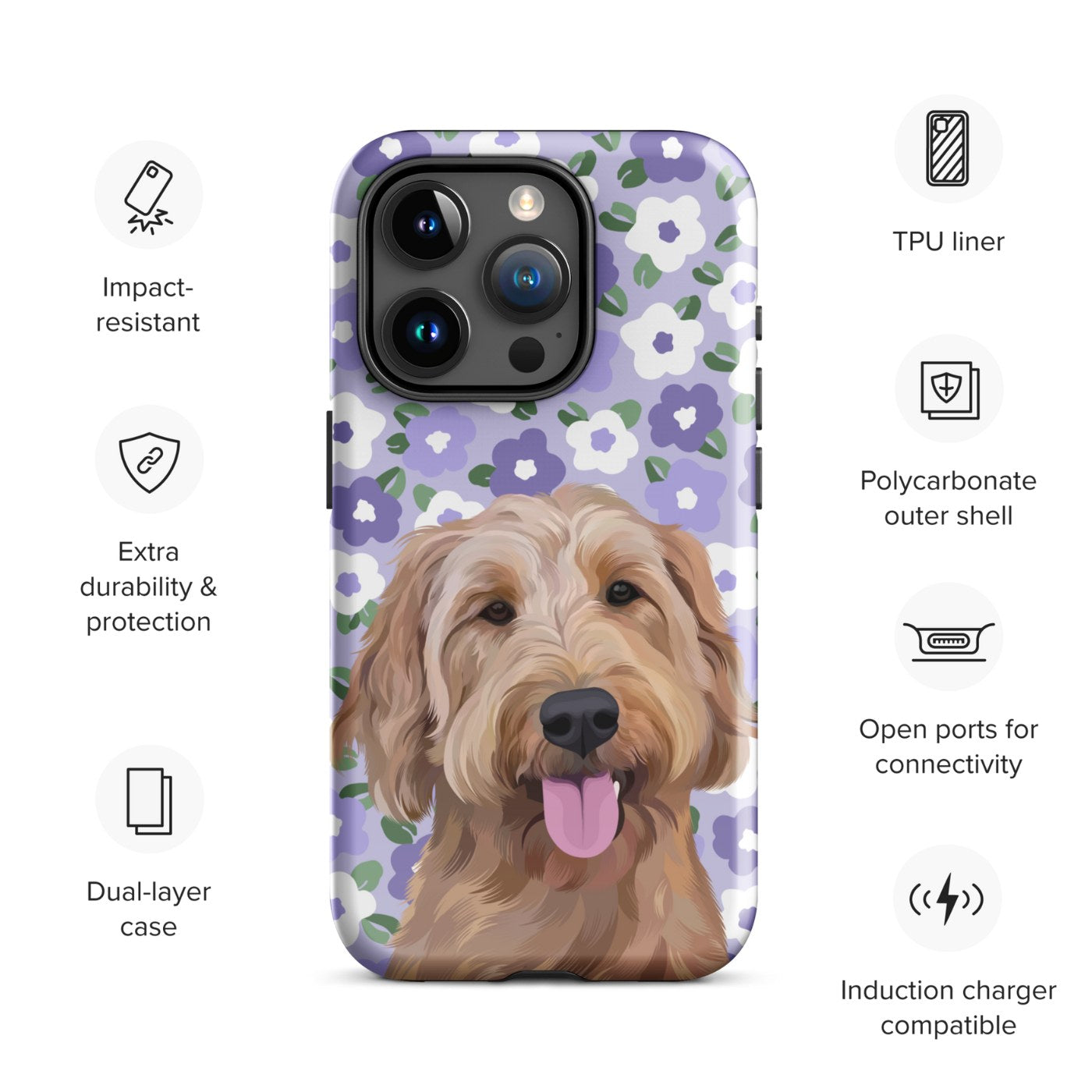 Custom Pet Portrait iPhone Case - Flowers