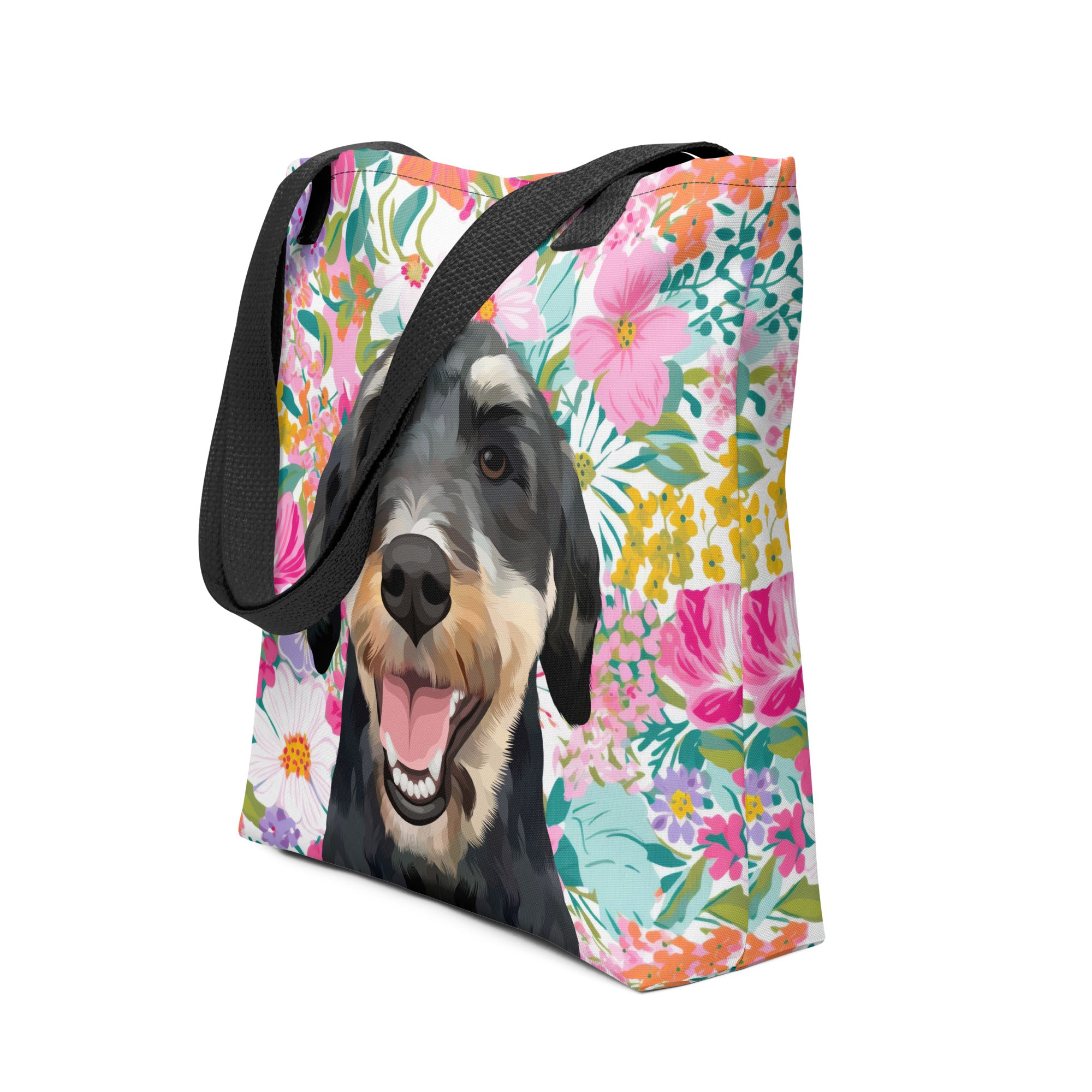 Pet Portrait Tote Bag - Florals