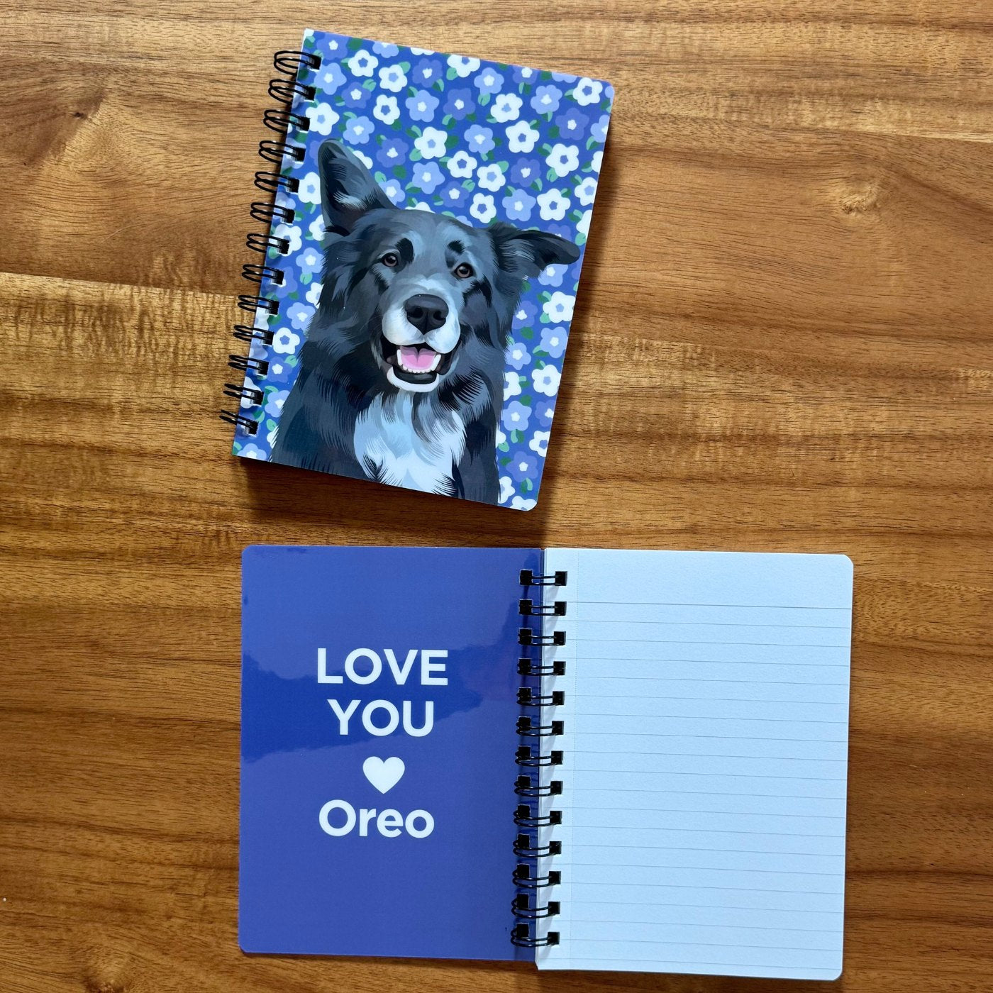 Custom Pet Portrait Spiral Notebook - Solid Colors