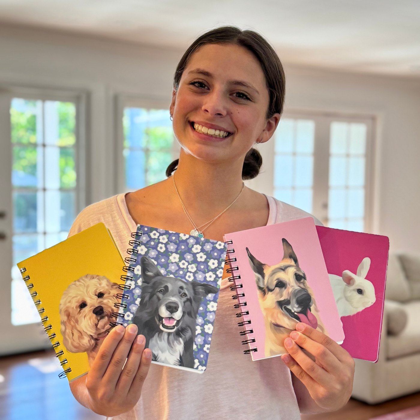 Custom Pet Portrait Spiral Notebook - Solid Colors