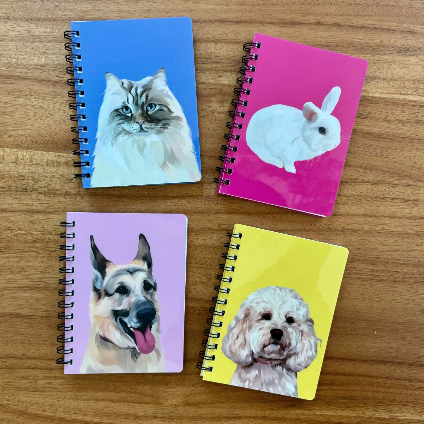 Custom Pet Portrait Spiral Notebook - Solid Colors
