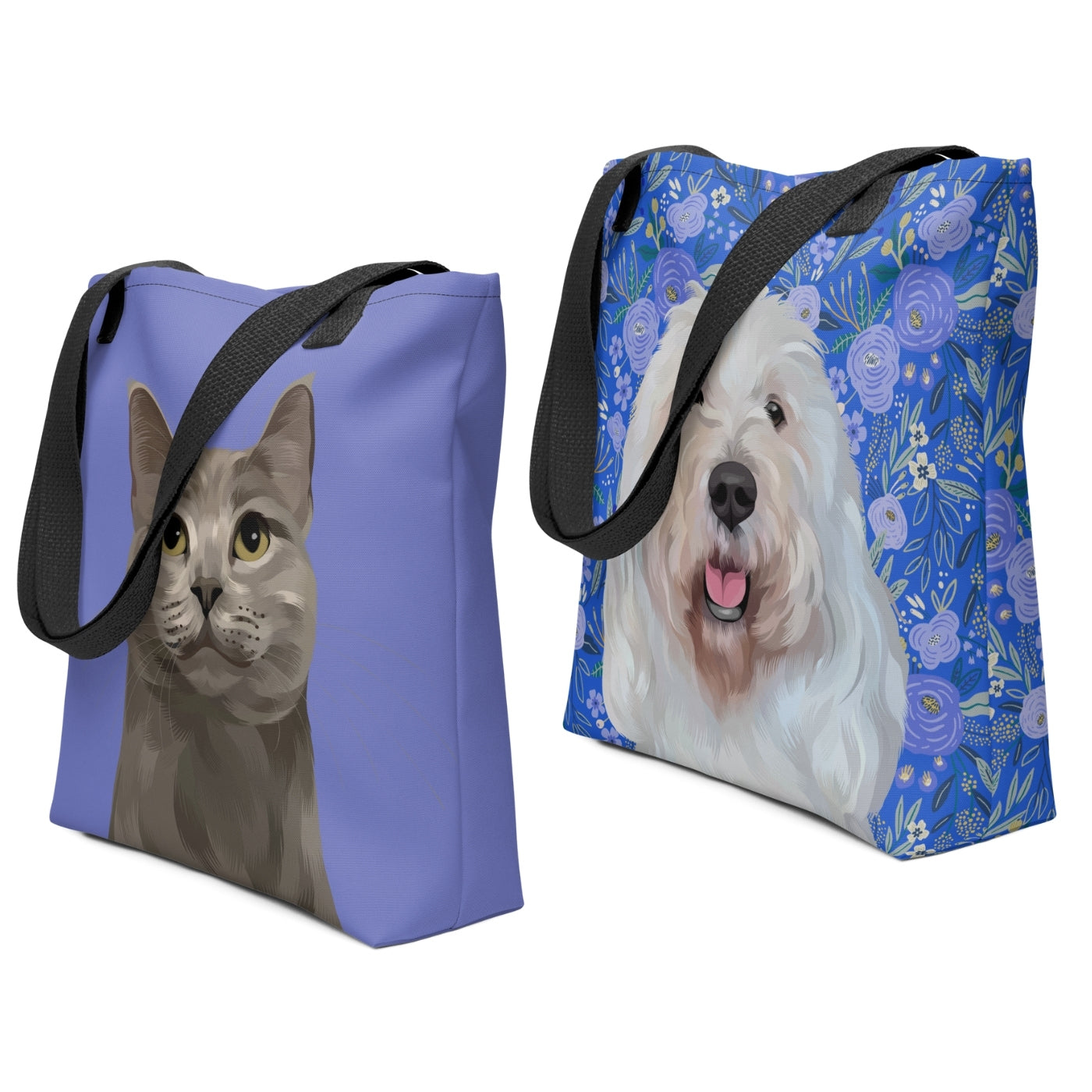 Pet Portrait Tote Bag - Floral