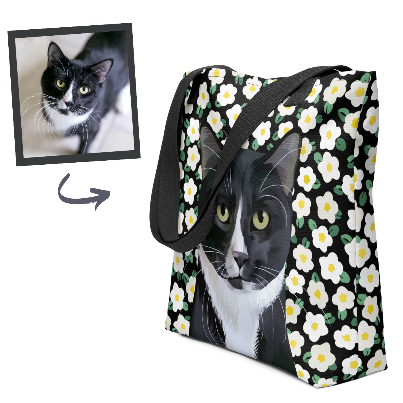 Pet Portrait Tote Bag - Flowers - NEW!