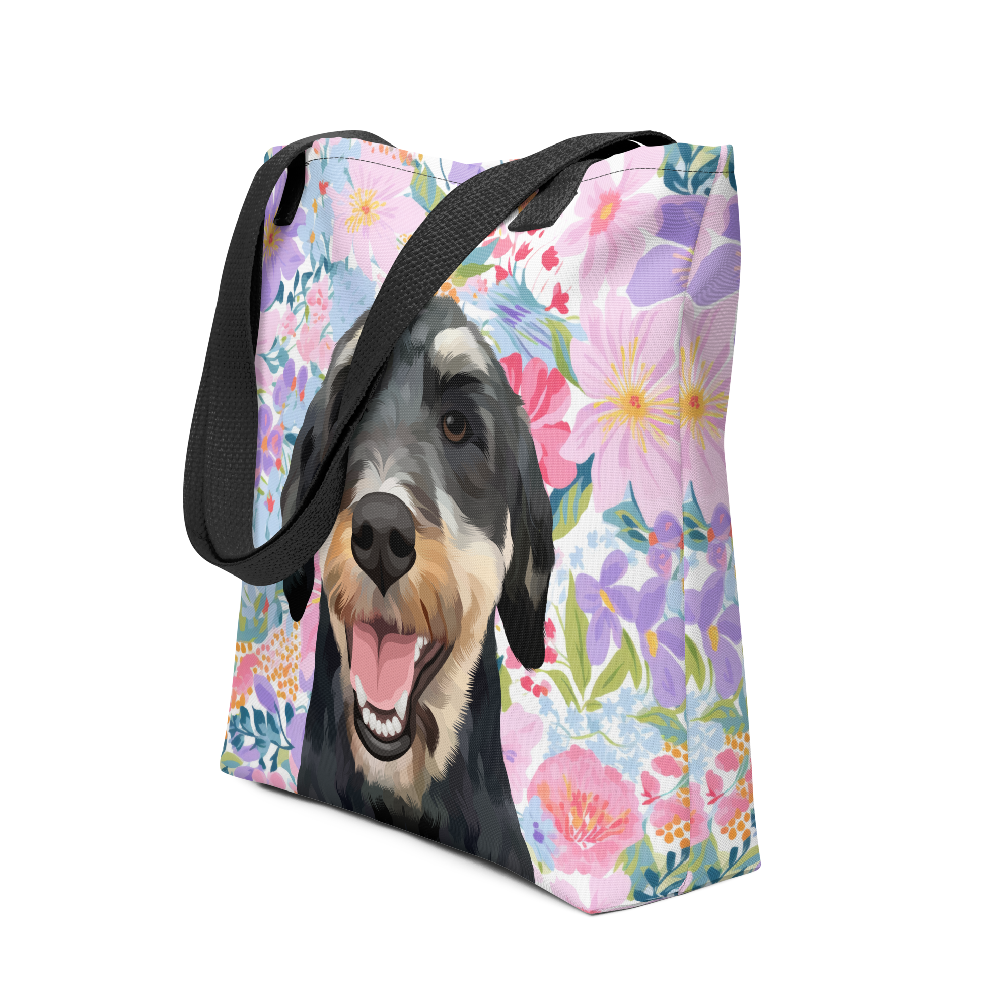 Pet Portrait Tote Bag - Florals