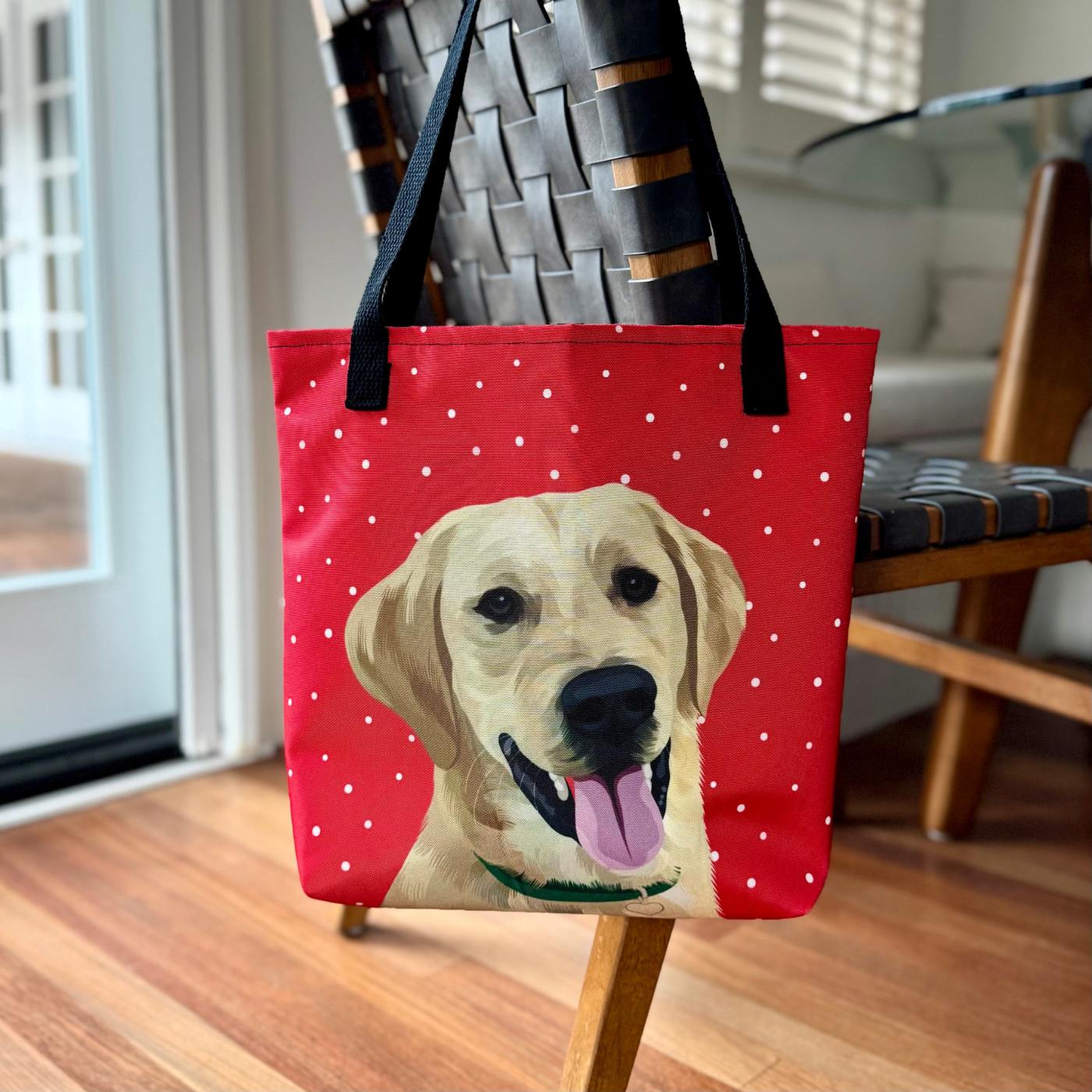 Pet Portrait Tote Bag - Polka Dots