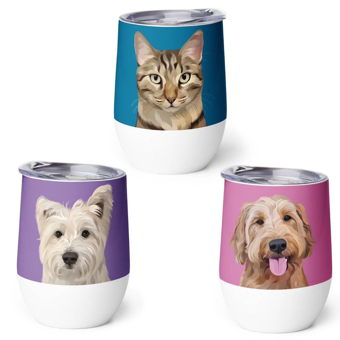 Custom Pet Portrait Wine Tumbler - NEW!