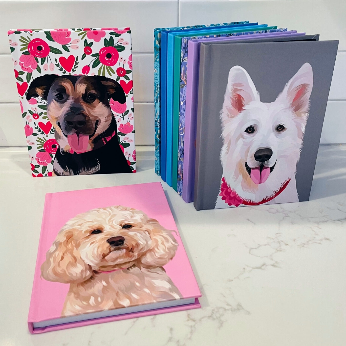 Custom Pet Portrait Hardcover Journal - Spring Florals