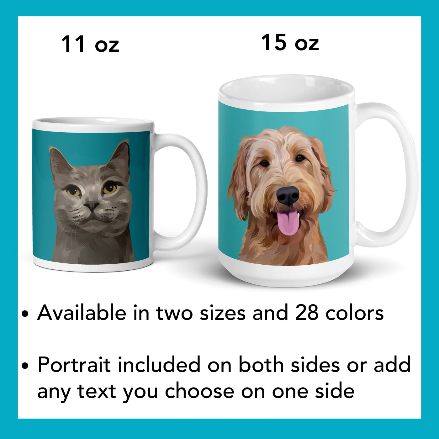 Custom Pet Portrait Mug - Two Sizes