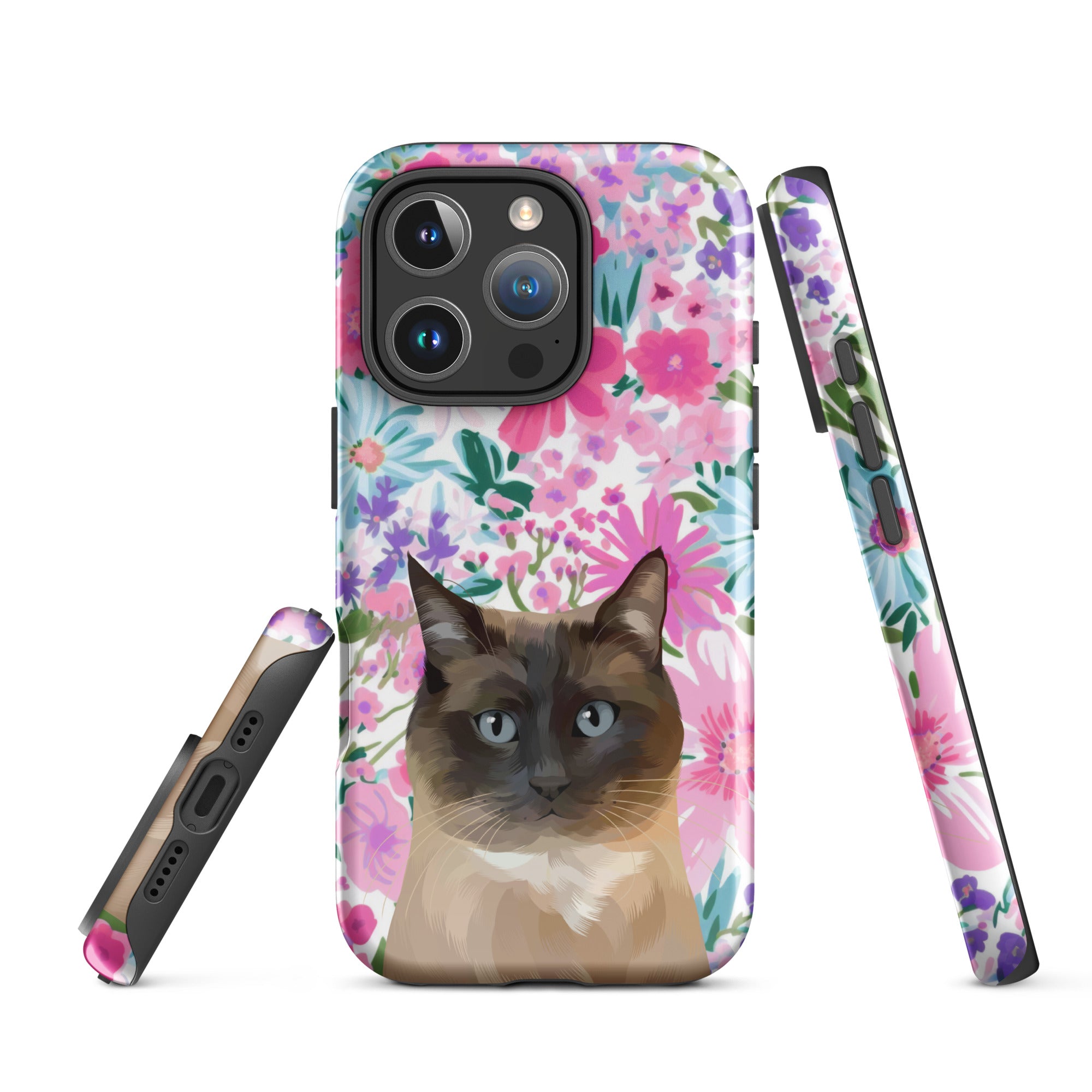 Custom Pet Portrait iPhone Case - Florals