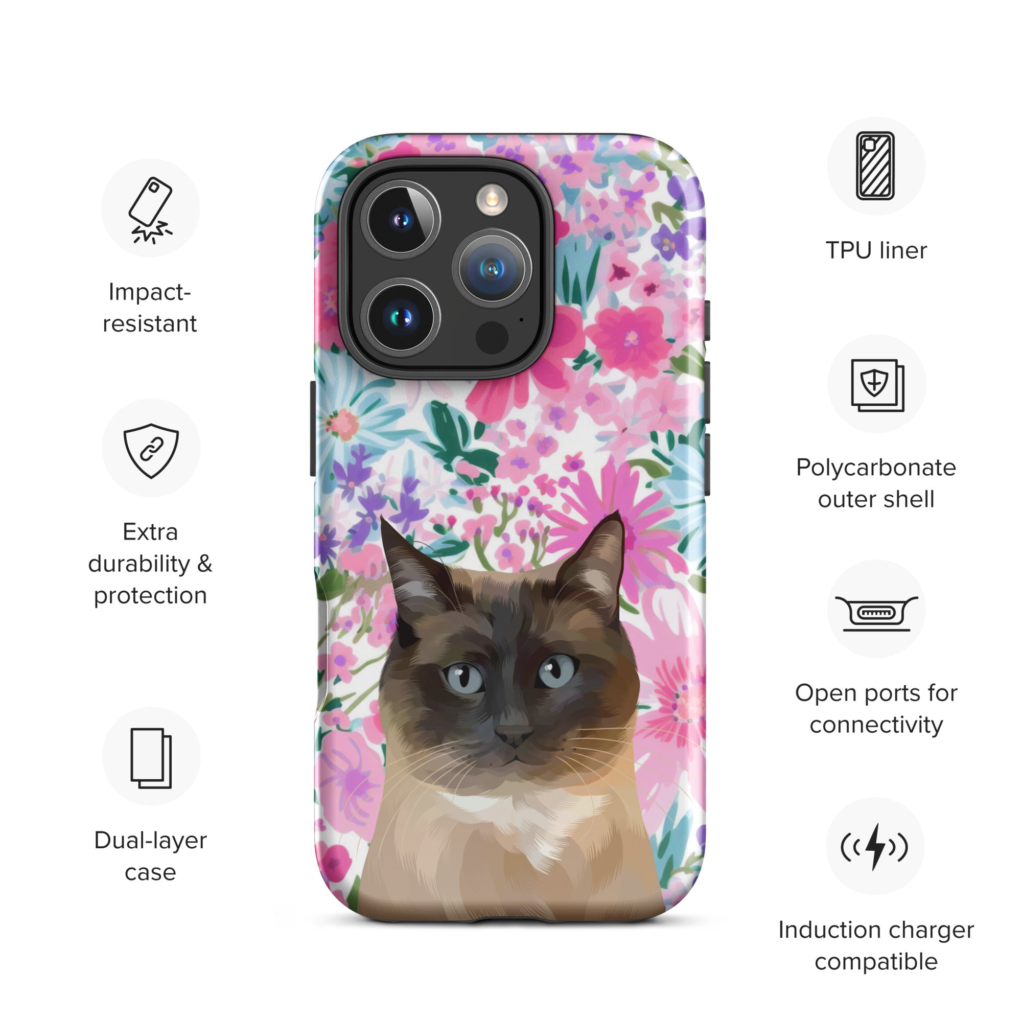 Custom Pet Portrait iPhone Case - Florals