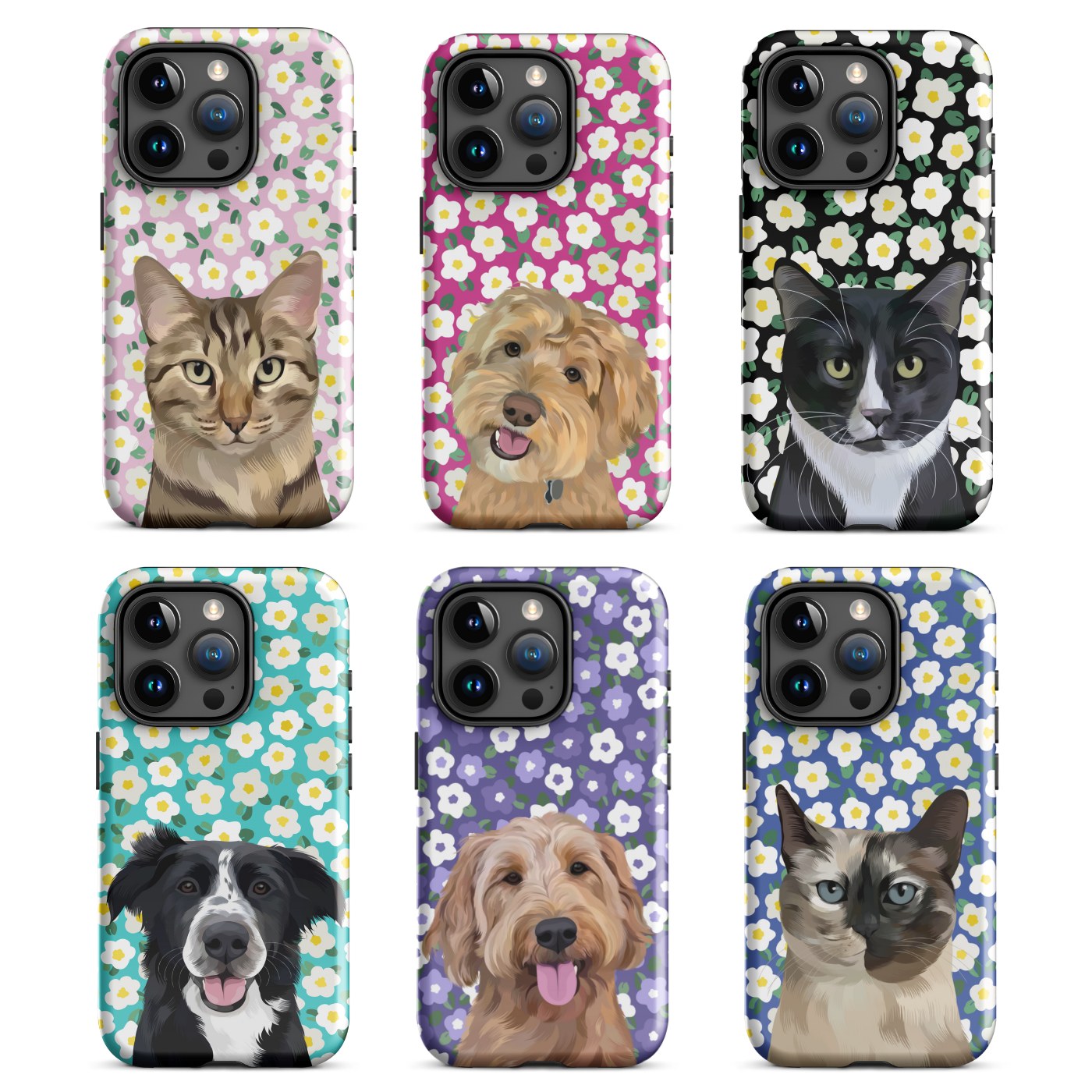 Custom Pet Portrait iPhone Case - Flowers