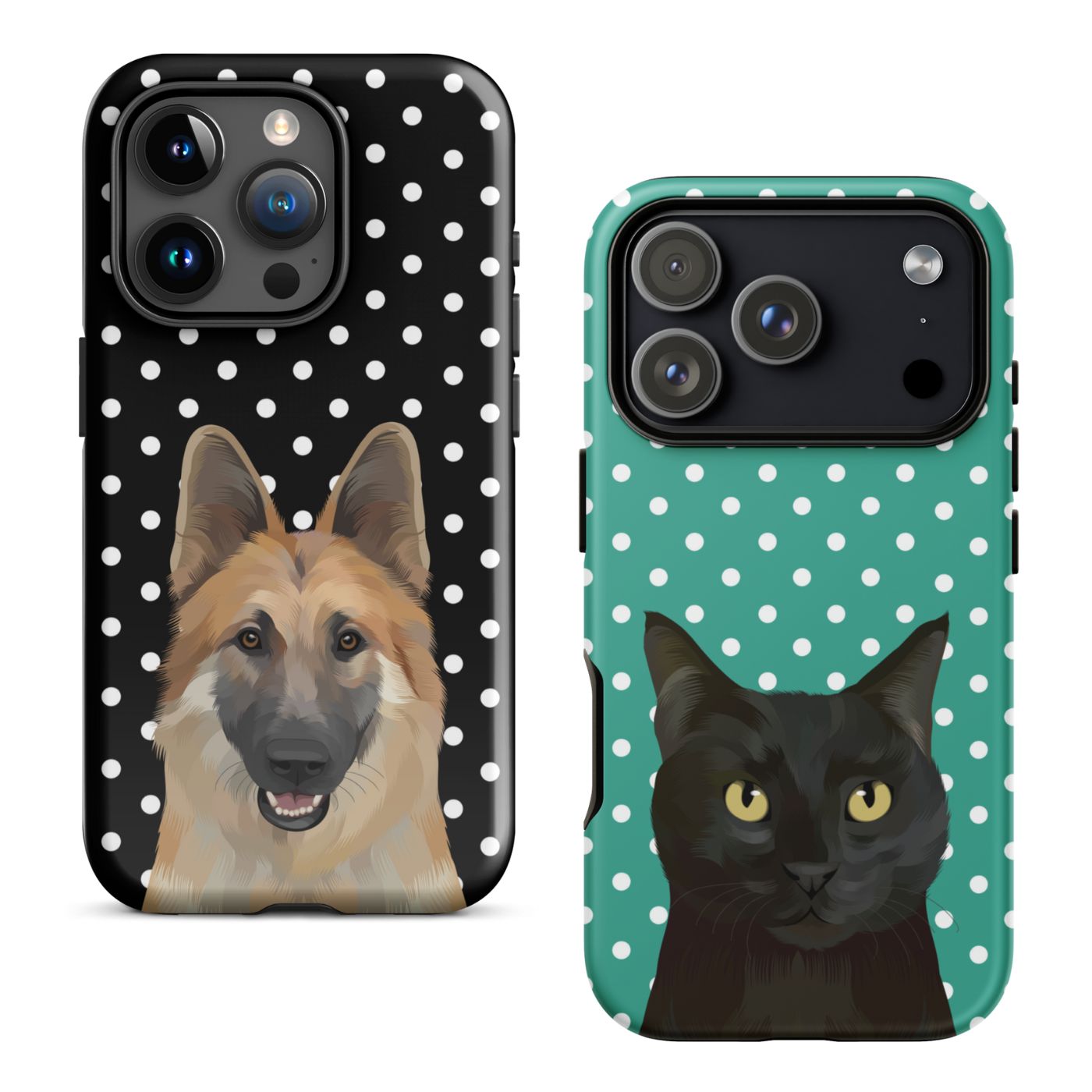 Custom Pet Portrait iPhone Case - Polka Dots