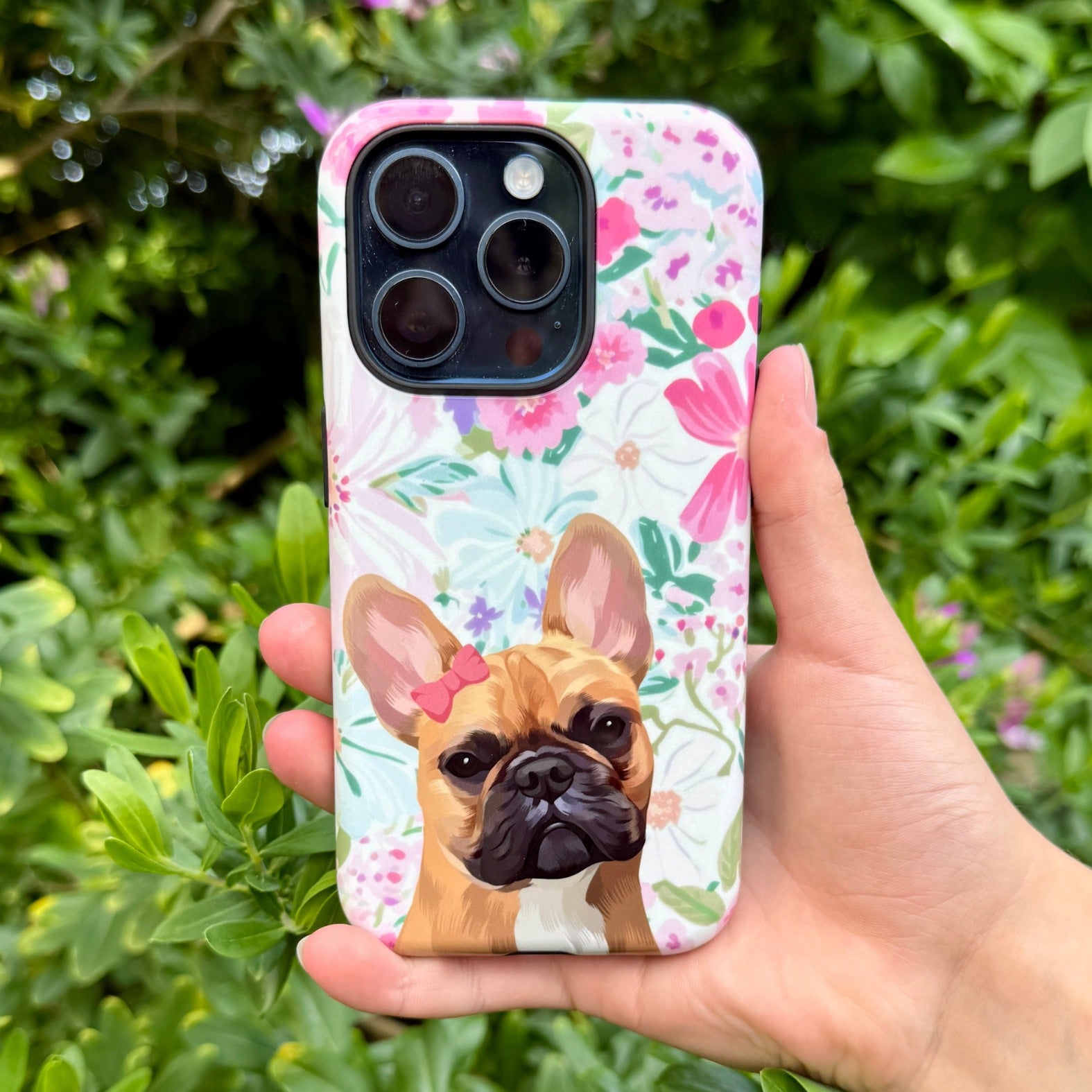 Custom Pet Portrait iPhone Case - Florals