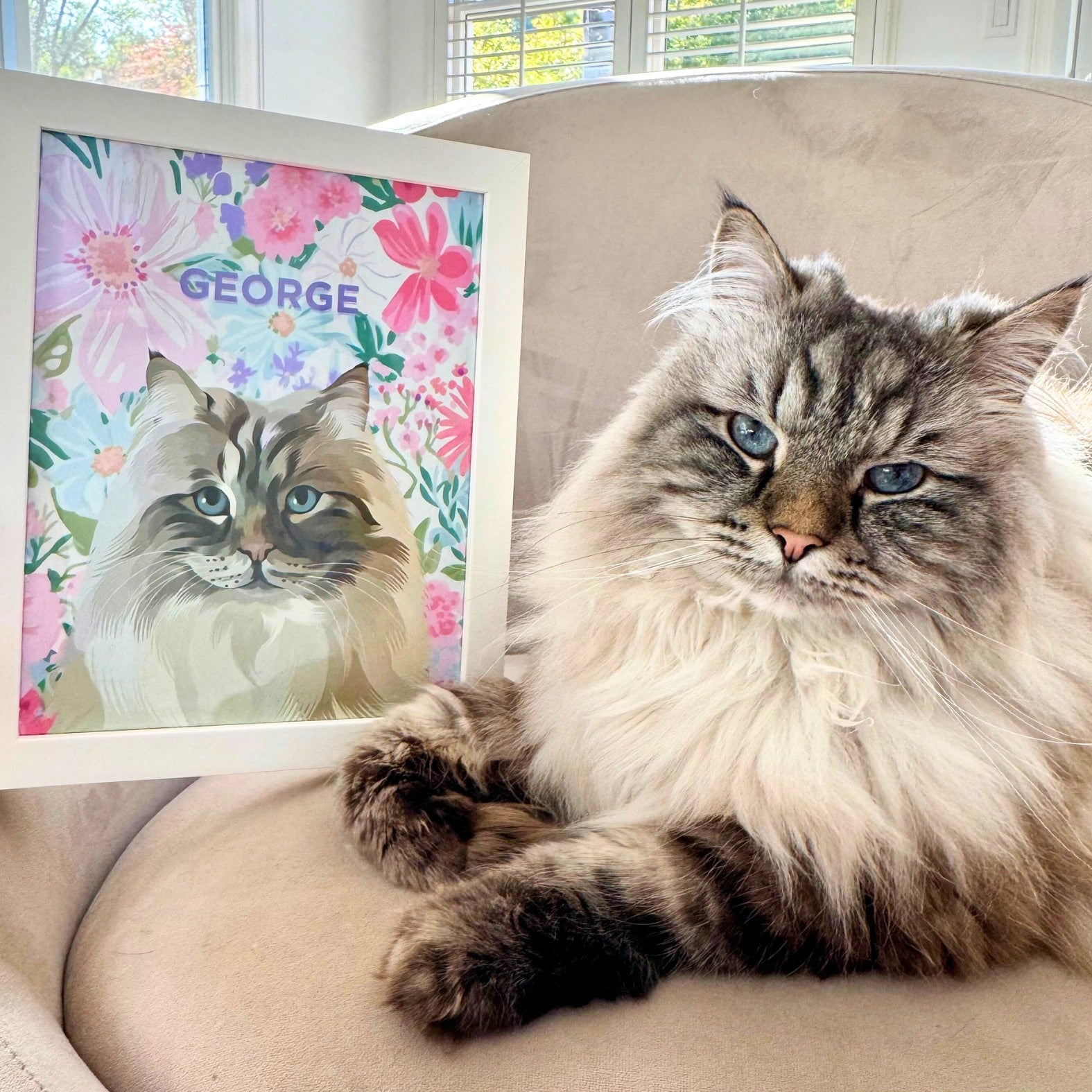 Custom Pet Portrait (Framed) - Florals - NEW!
