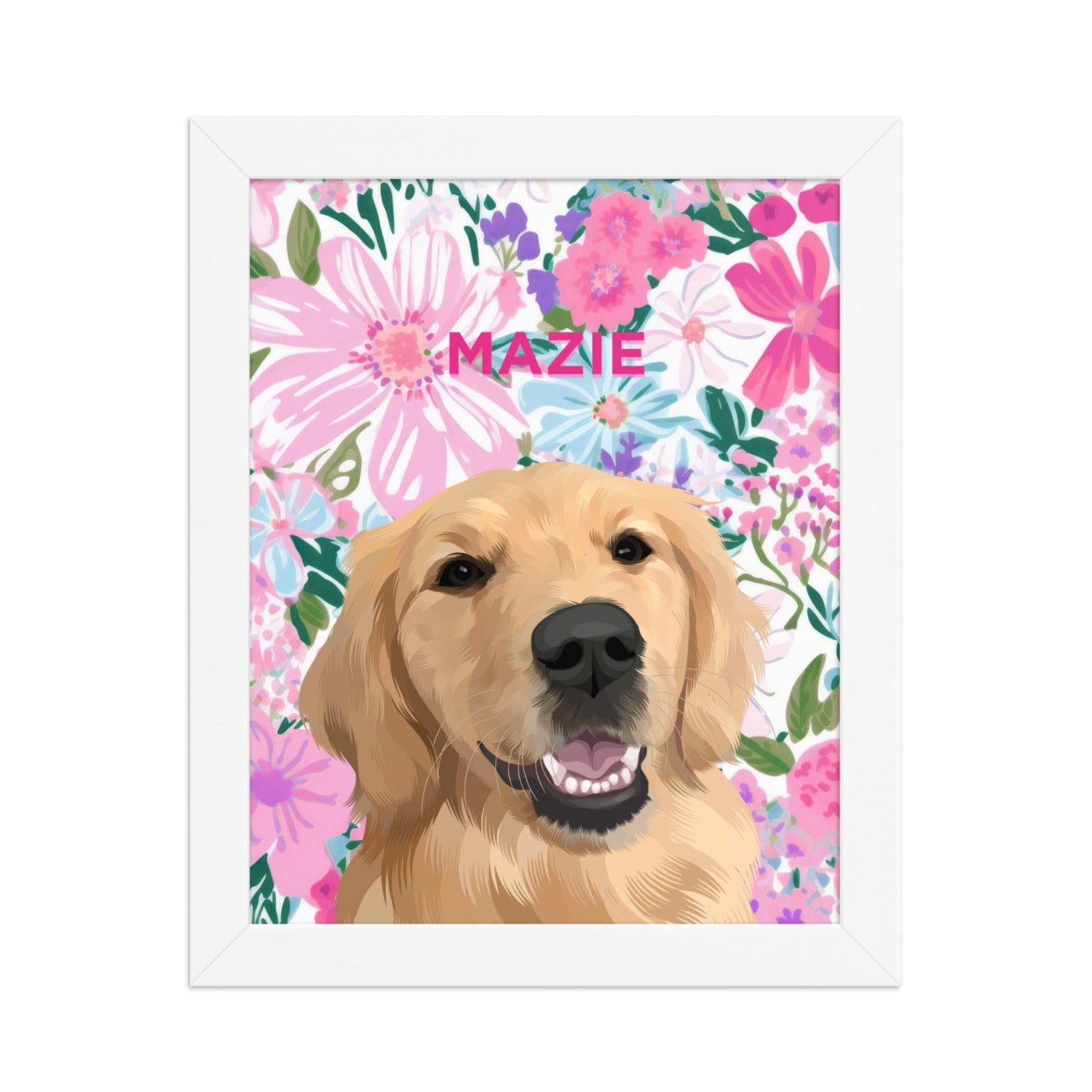 Custom Pet Portrait (Framed) - Florals - NEW!