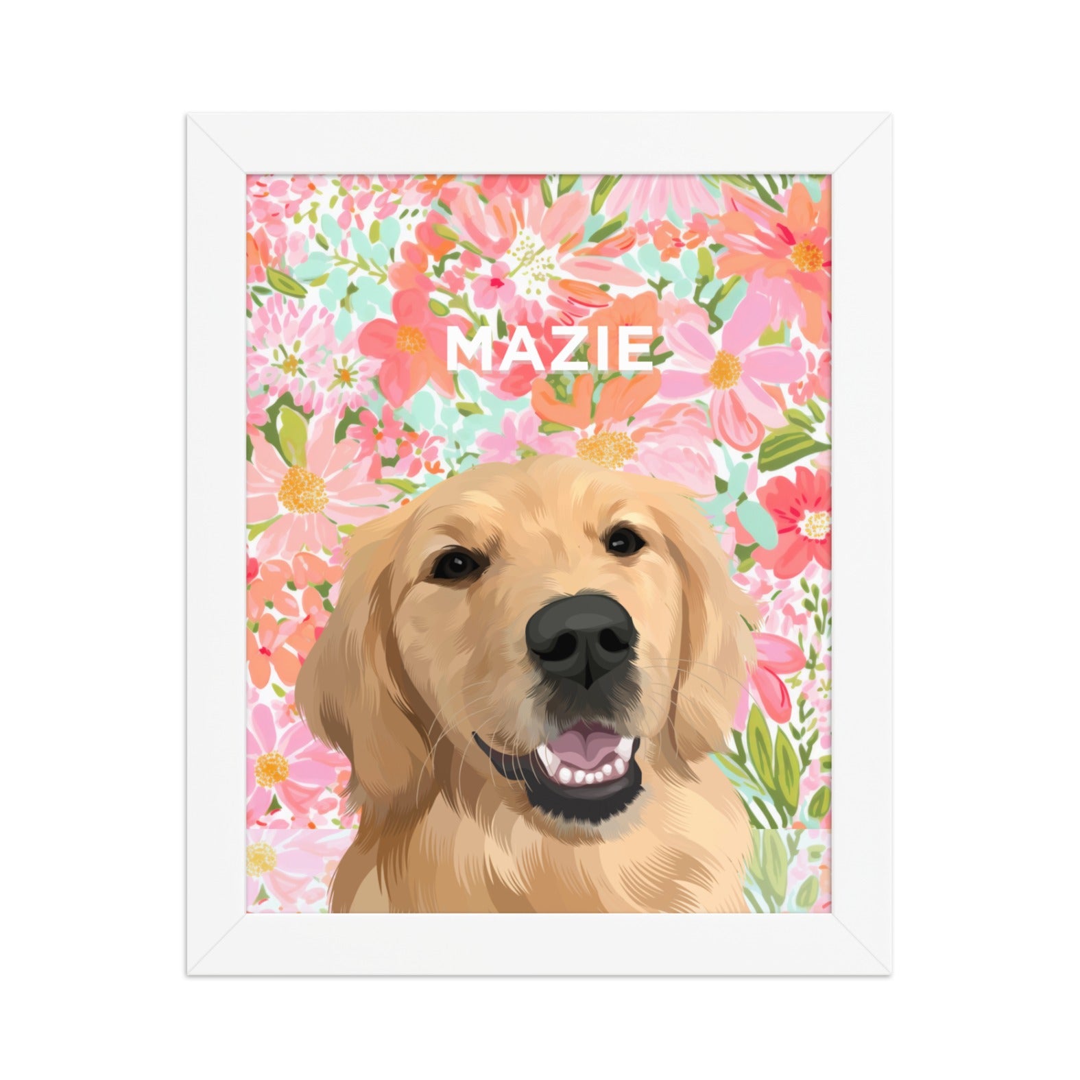 Custom Pet Portrait (Framed) - Florals - NEW!