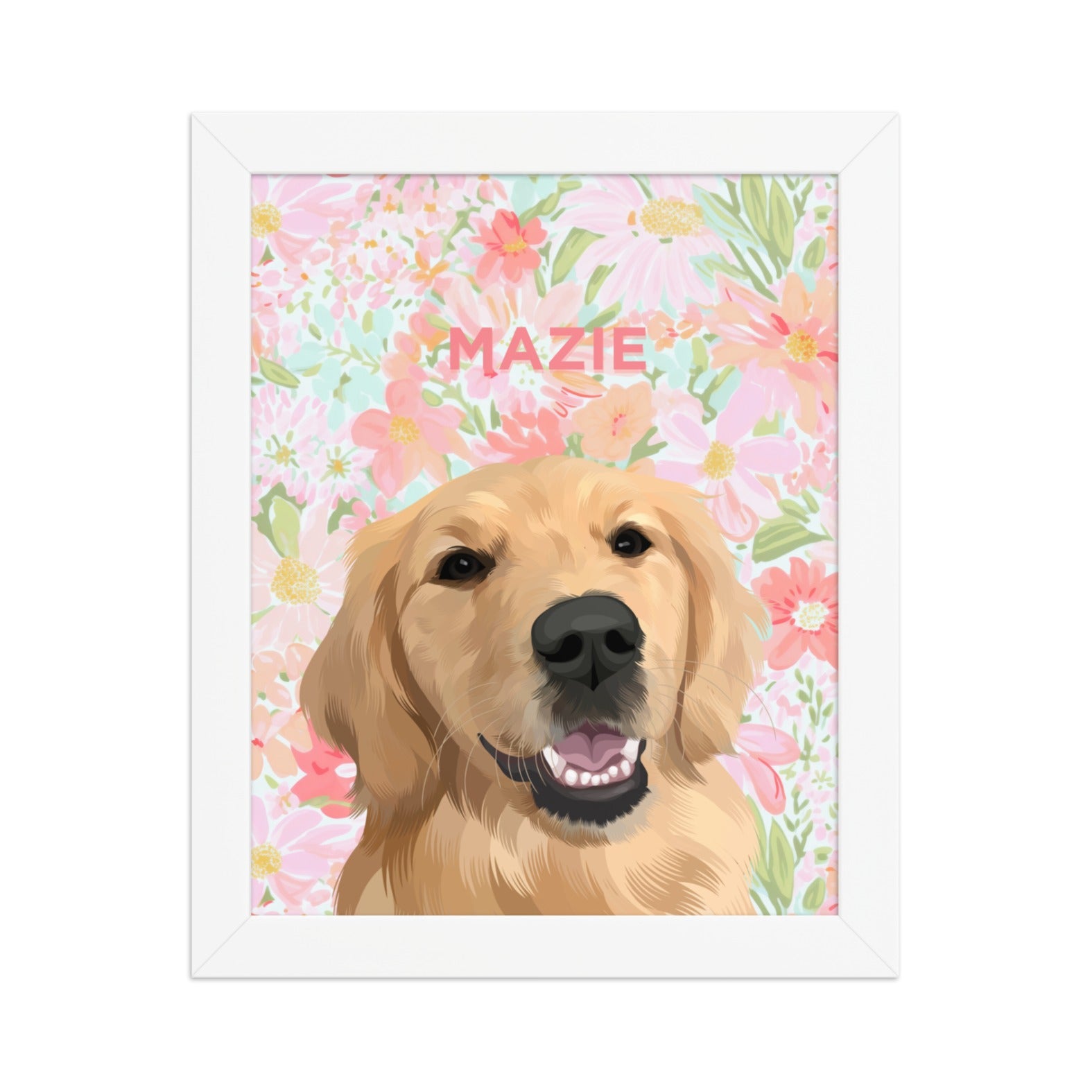 Custom Pet Portrait (Framed) - Florals - NEW!