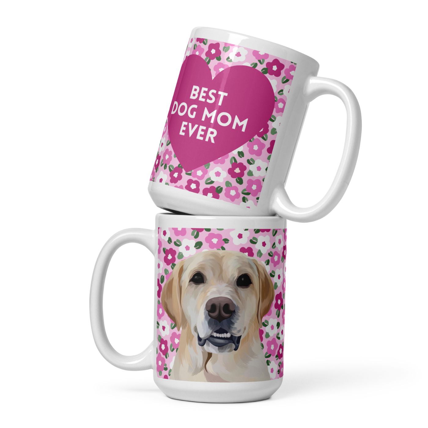 Custom Pet Portrait Mug - Flowers