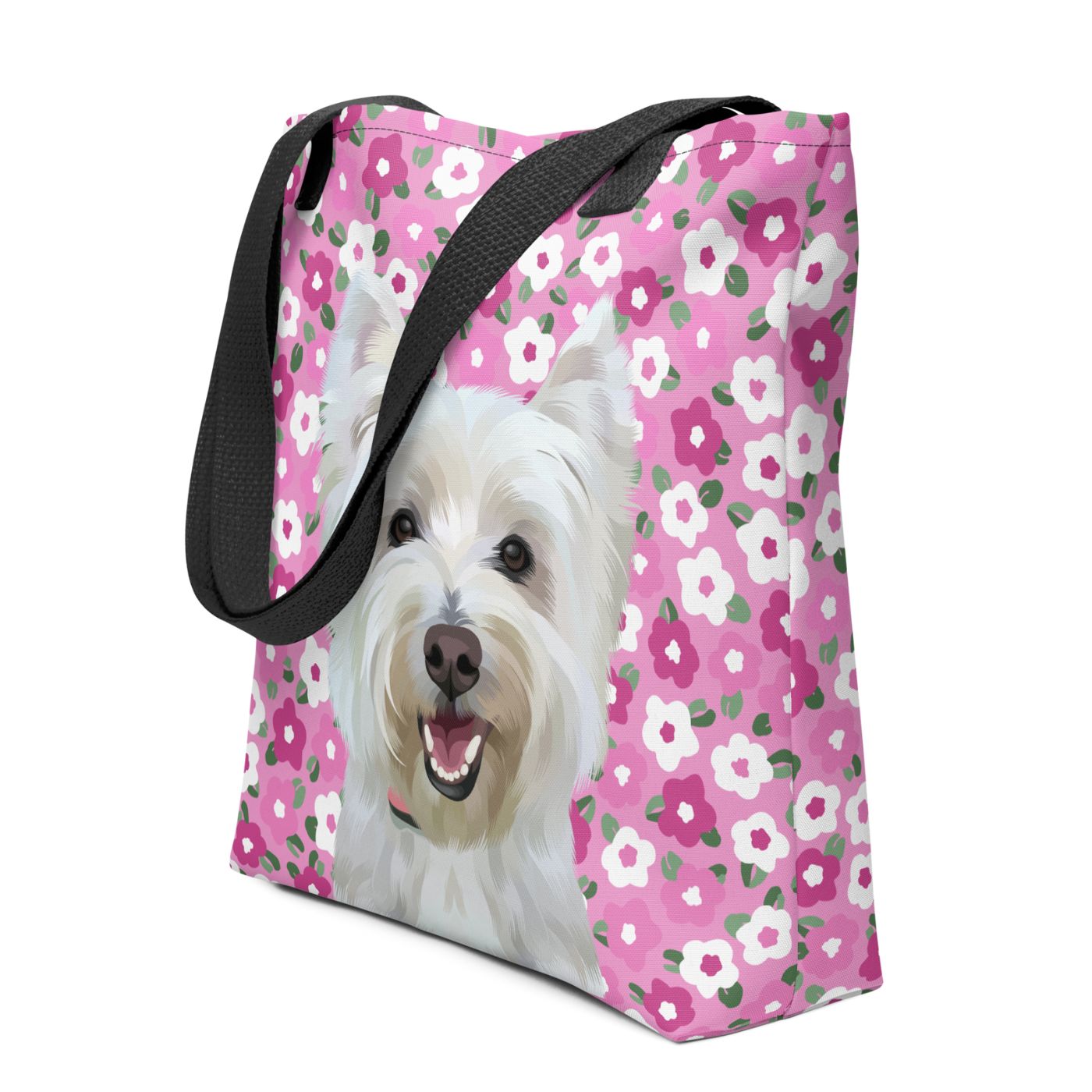 Pet Portrait Tote Bag - Flowers