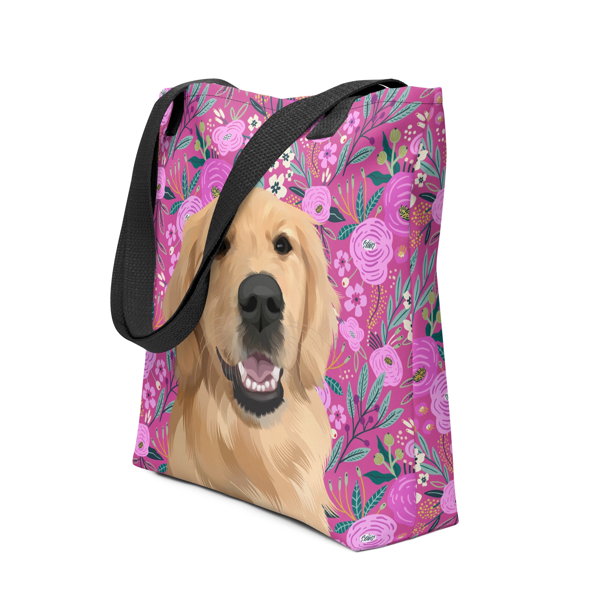 Pet Portrait Tote Bag - Floral