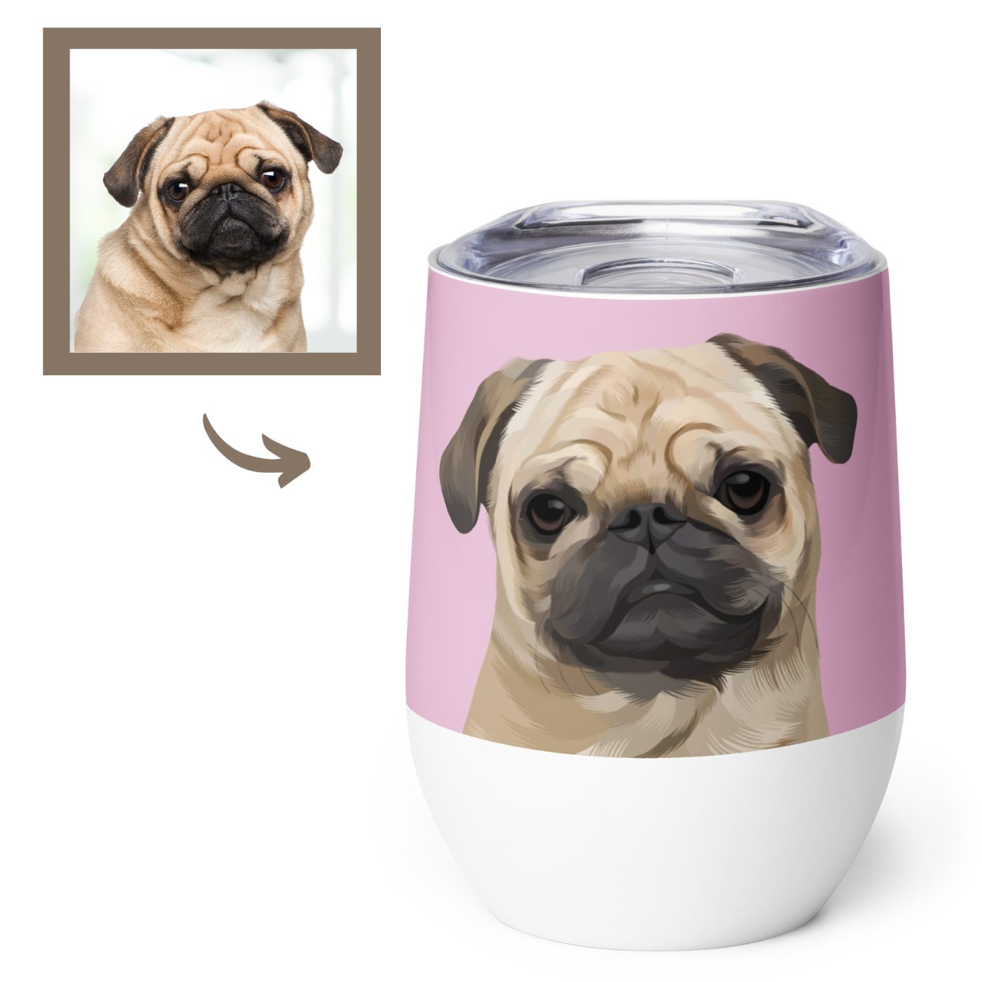 Custom Pet Portrait Wine Tumbler - NEW!