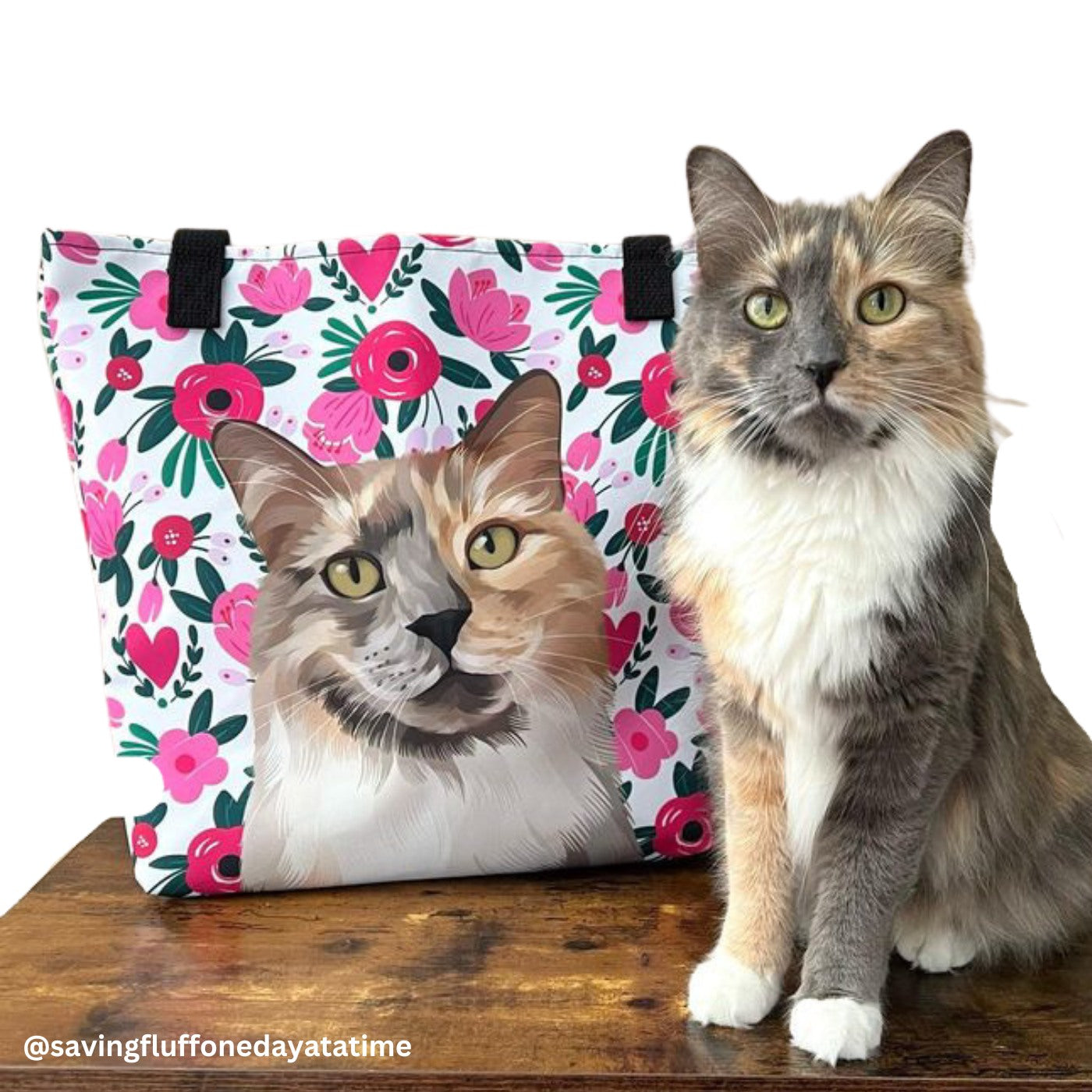 Pet Portrait Tote Bag - Hearts