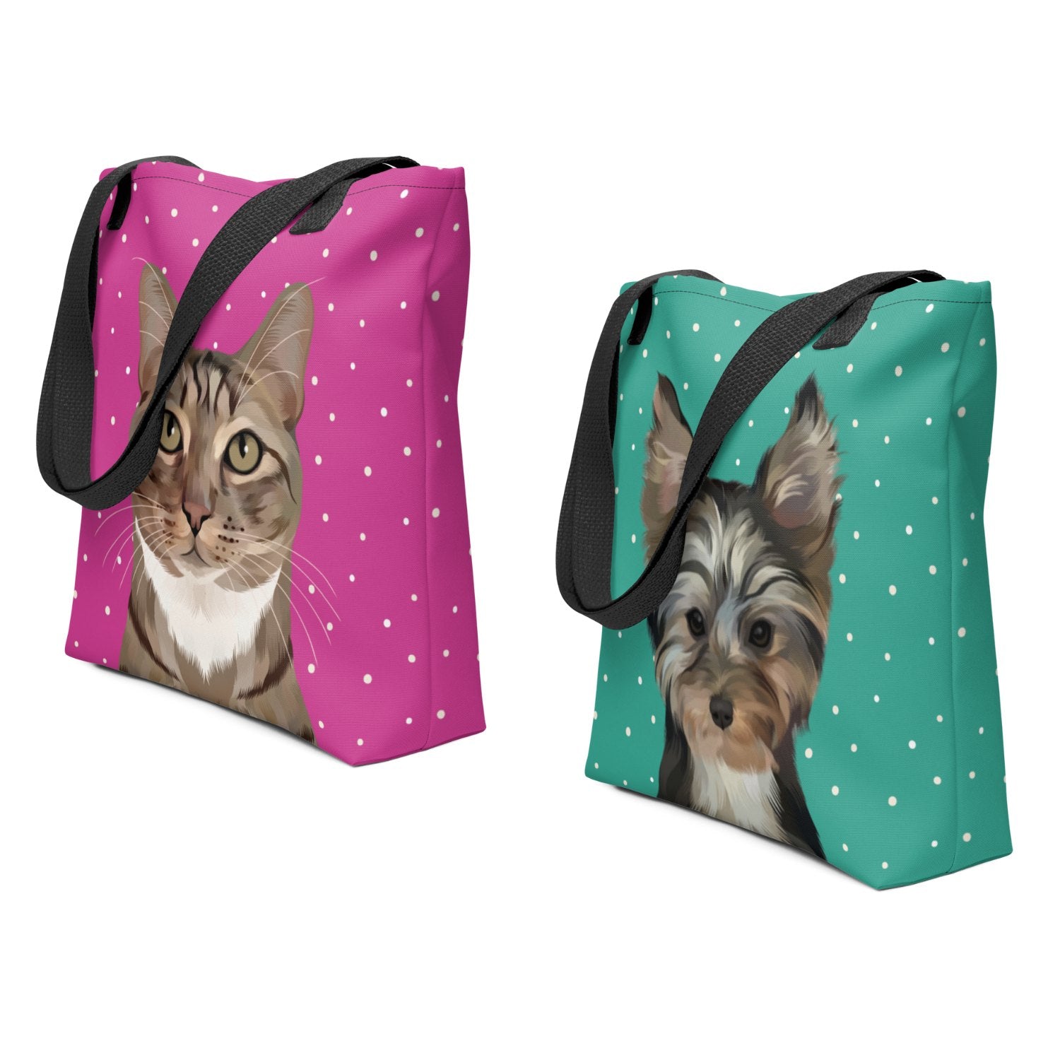 Pet Portrait Tote Bag - Polka Dots