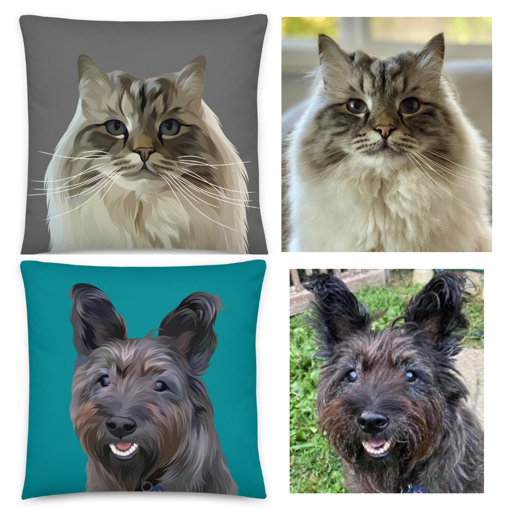 Custom Pet Portrait Pillow - Faux Suede - NEW!