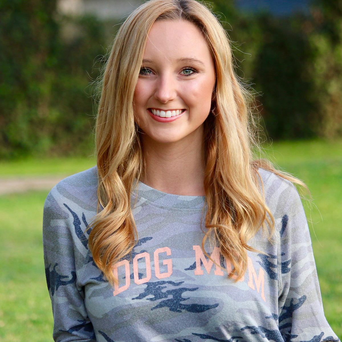 Dog Mom Long-sleeve Camo Top