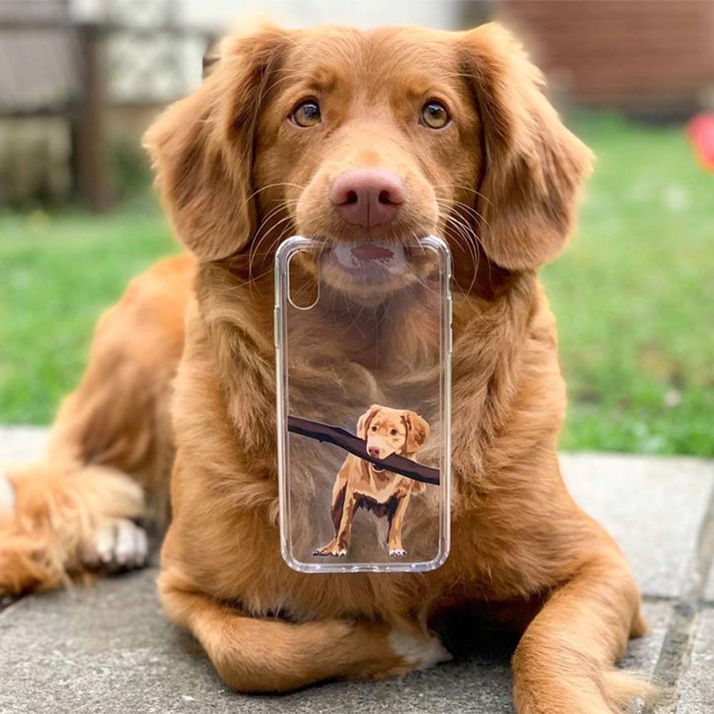 Custom Pet Portrait iPhone Case - Transparent