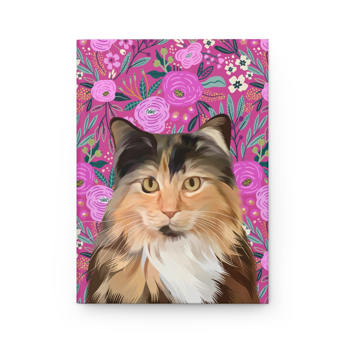 Custom Pet Portrait Hardcover Journal - Floral