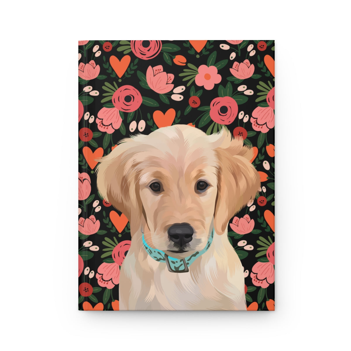 Custom Pet Portrait Hardcover Journal - Hearts