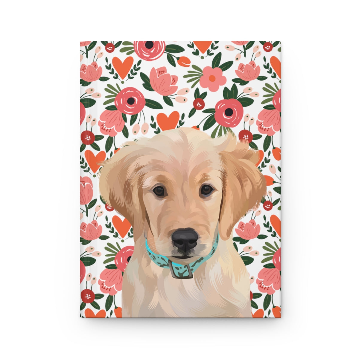 Custom Pet Portrait Hardcover Journal - Hearts