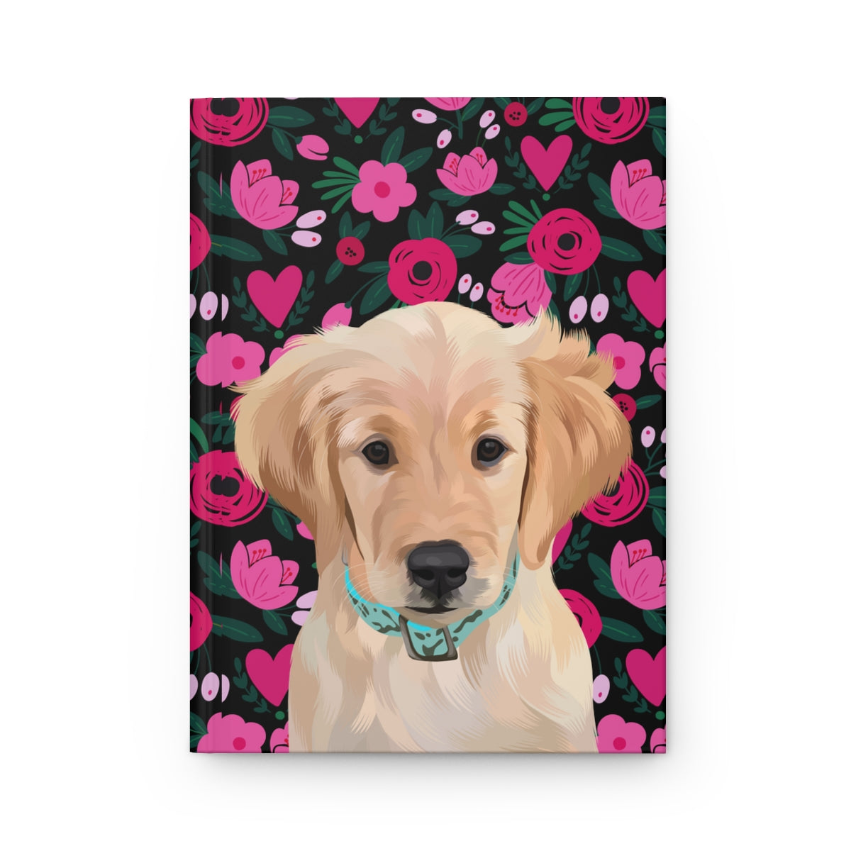 Custom Pet Portrait Hardcover Journal - Hearts