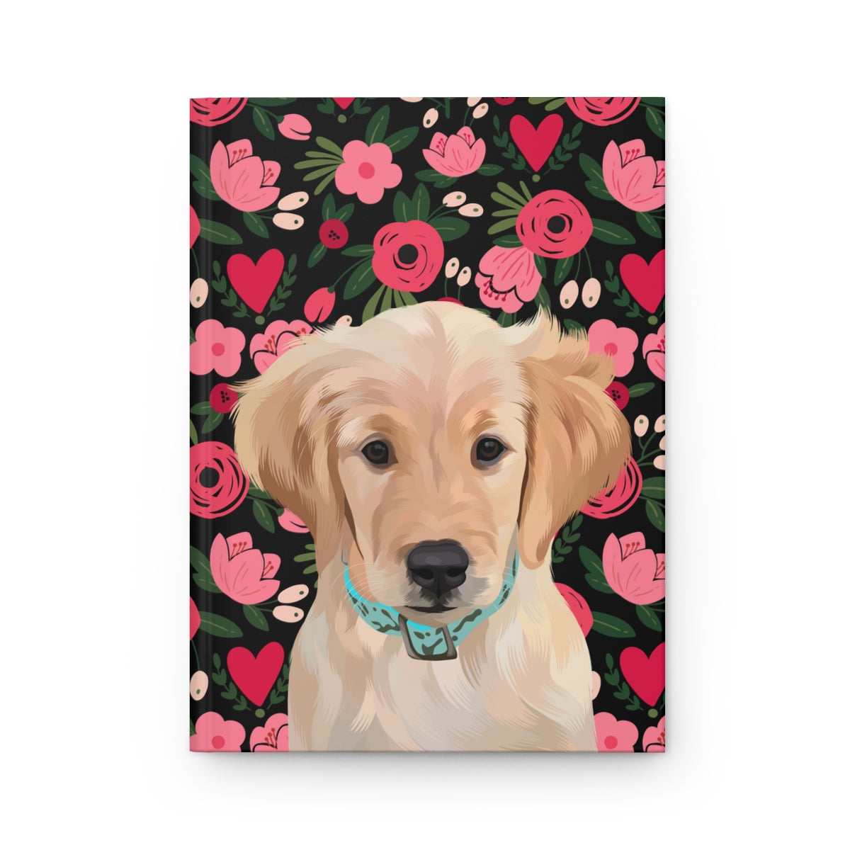 Custom Pet Portrait Hardcover Journal - Hearts