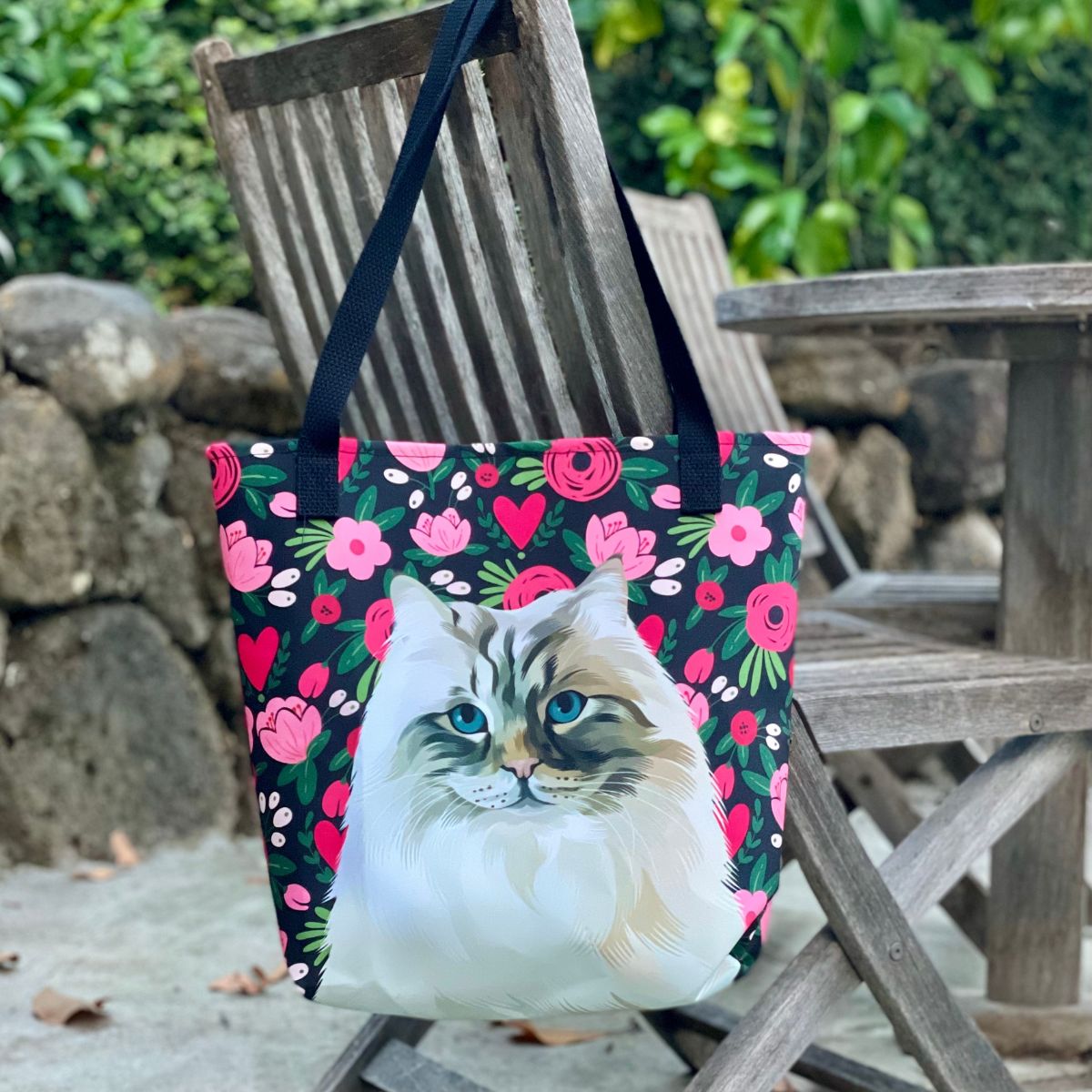 Pet Portrait Tote Bag - Hearts
