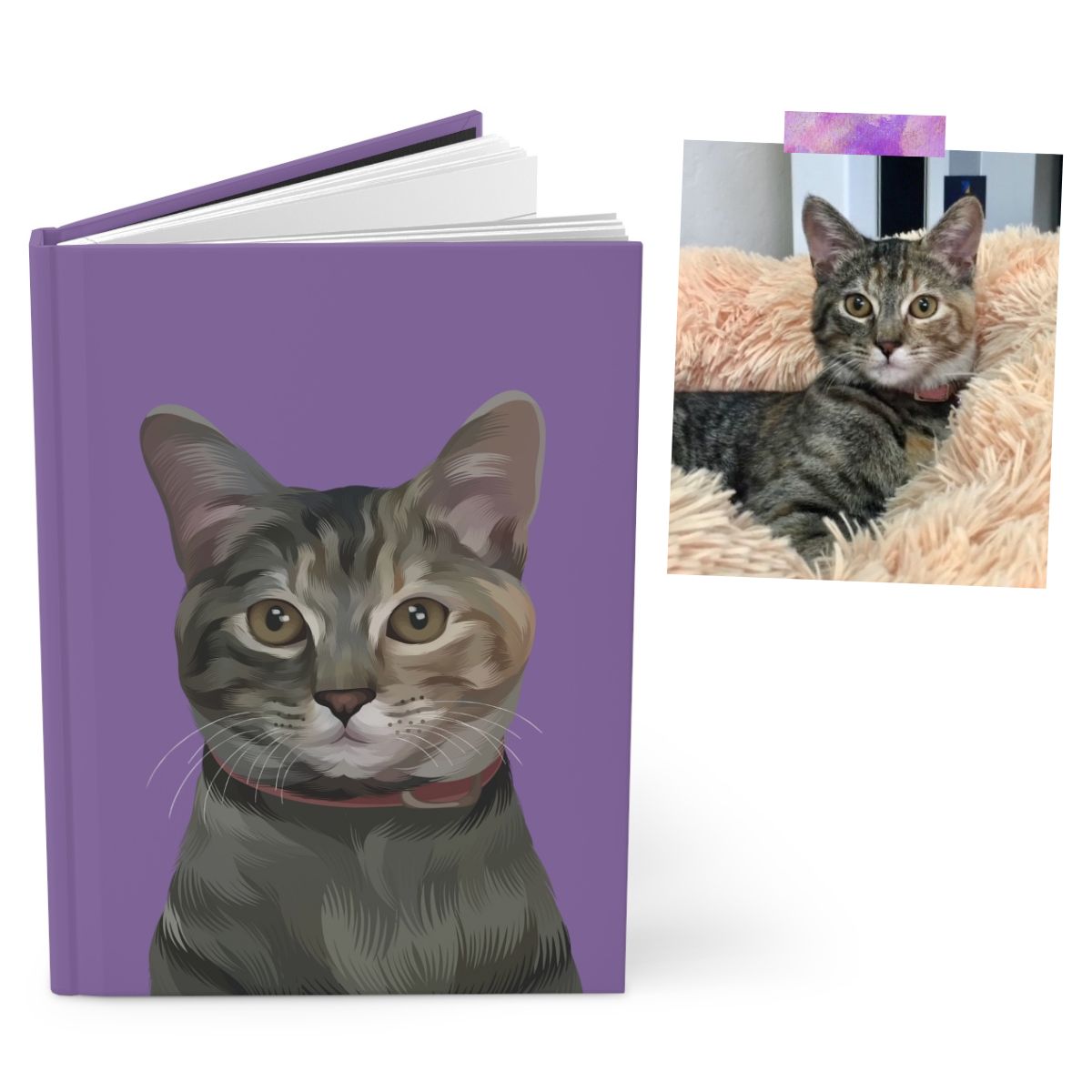 Custom Pet Portrait Hardcover Journal - Solid Colors