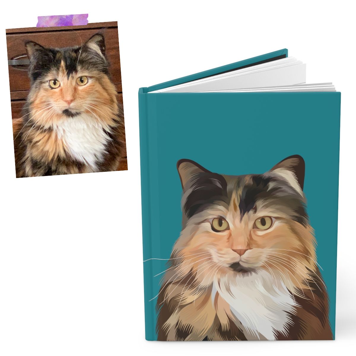 Custom Pet Portrait Hardcover Journal - Solid Colors