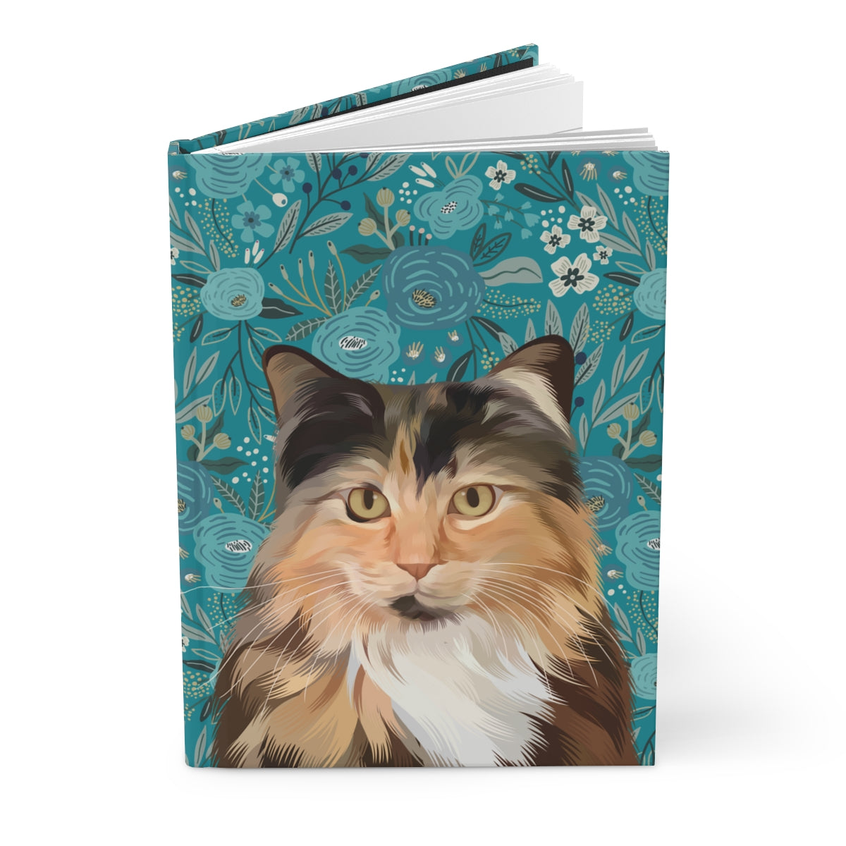 Custom Pet Portrait Hardcover Journal - Floral