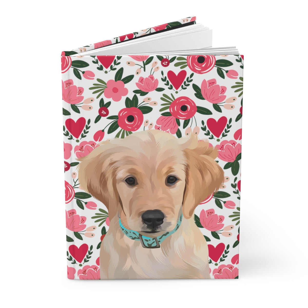 Custom Pet Portrait Hardcover Journal - Hearts