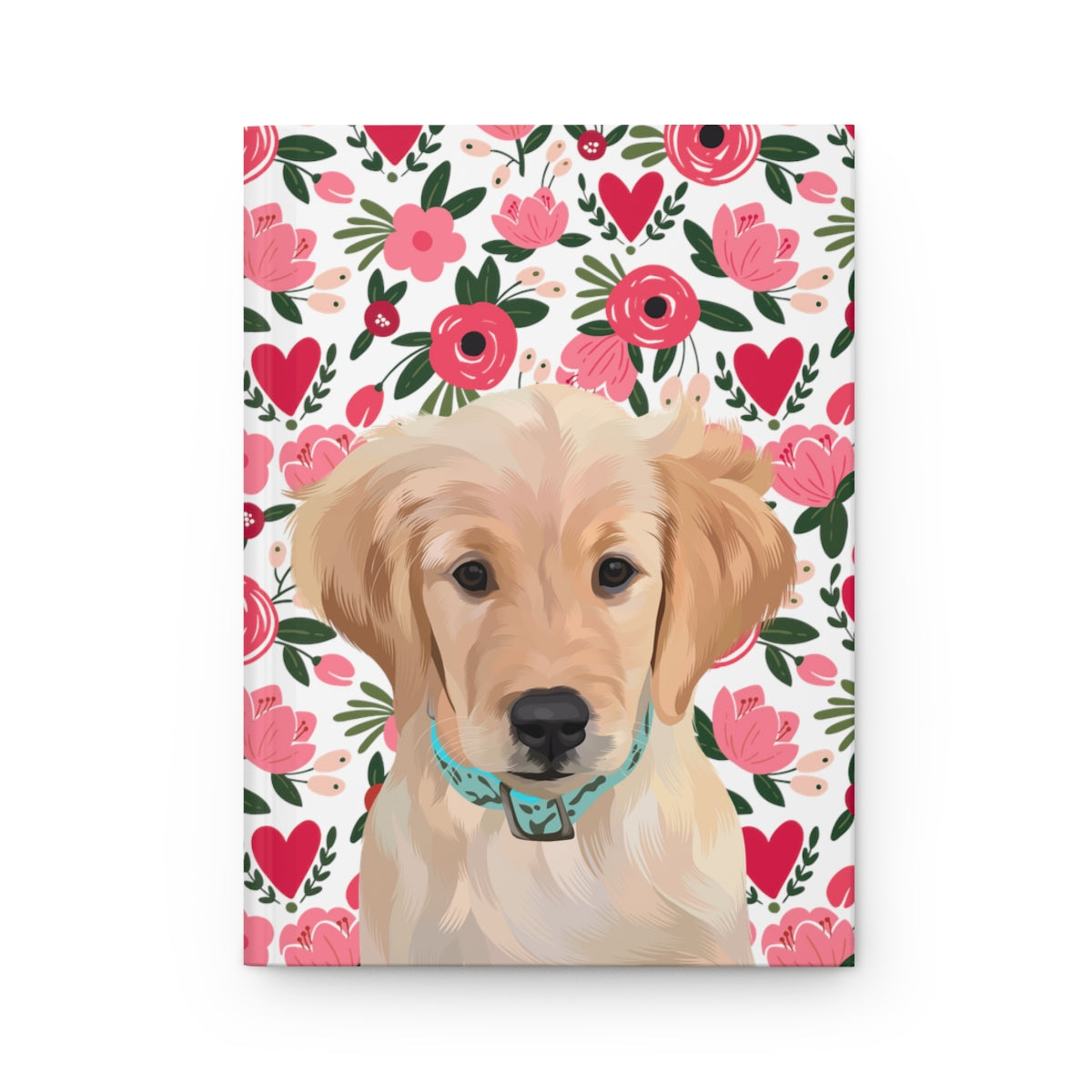 Custom Pet Portrait Hardcover Journal - Hearts
