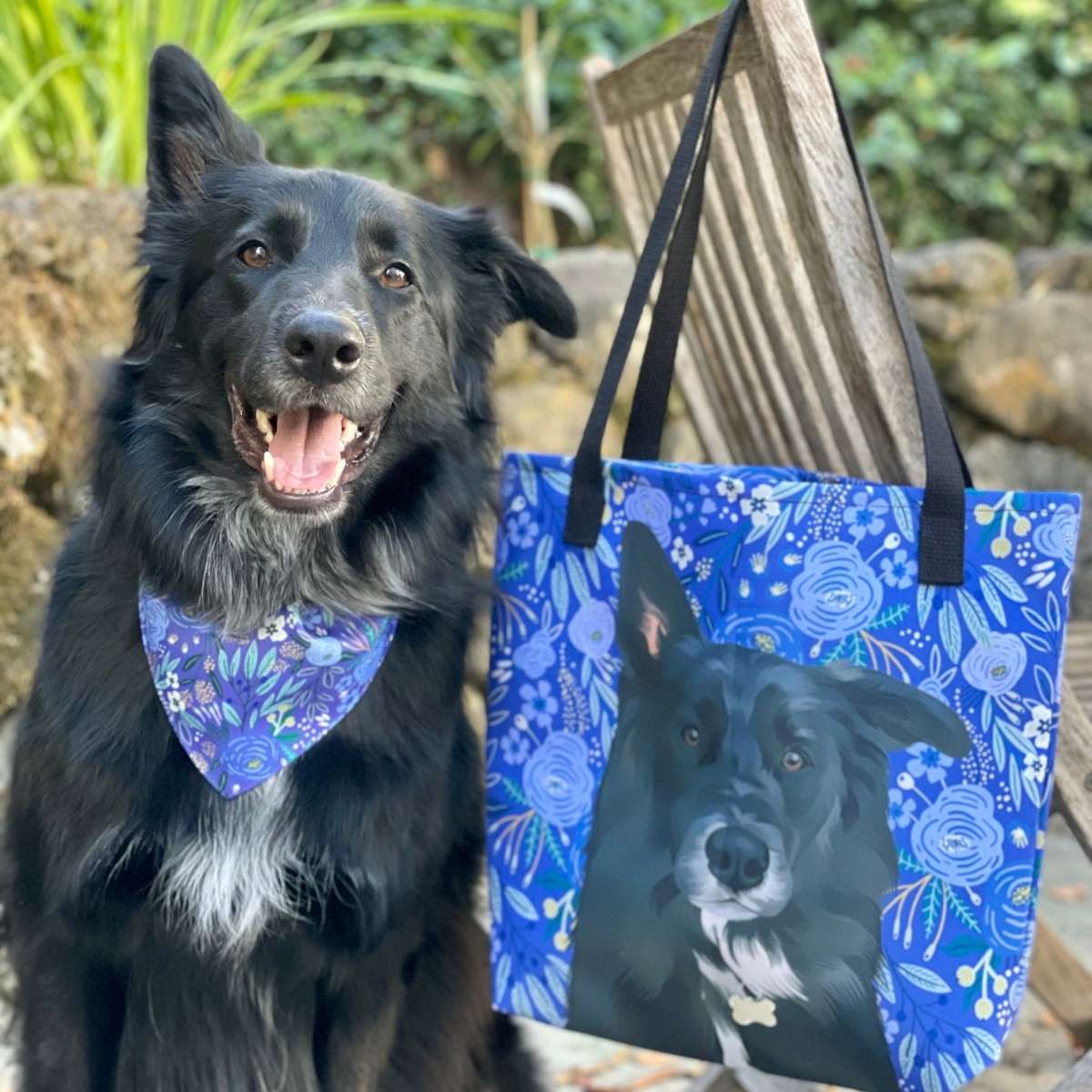 Pet Portrait Tote Bag - Floral