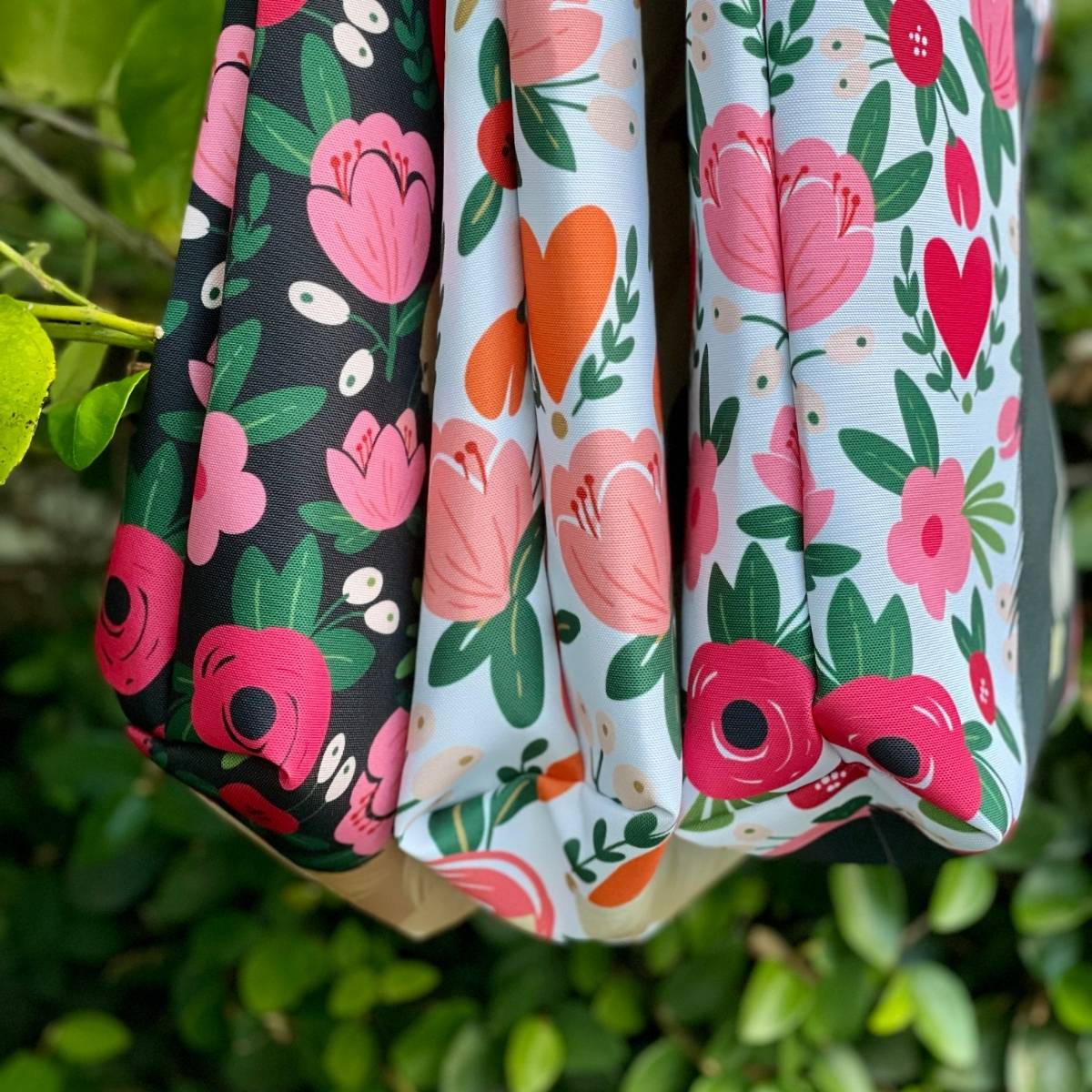 Custom Pet Portrait Tote Bag and Matching Dog Bandana - Hearts